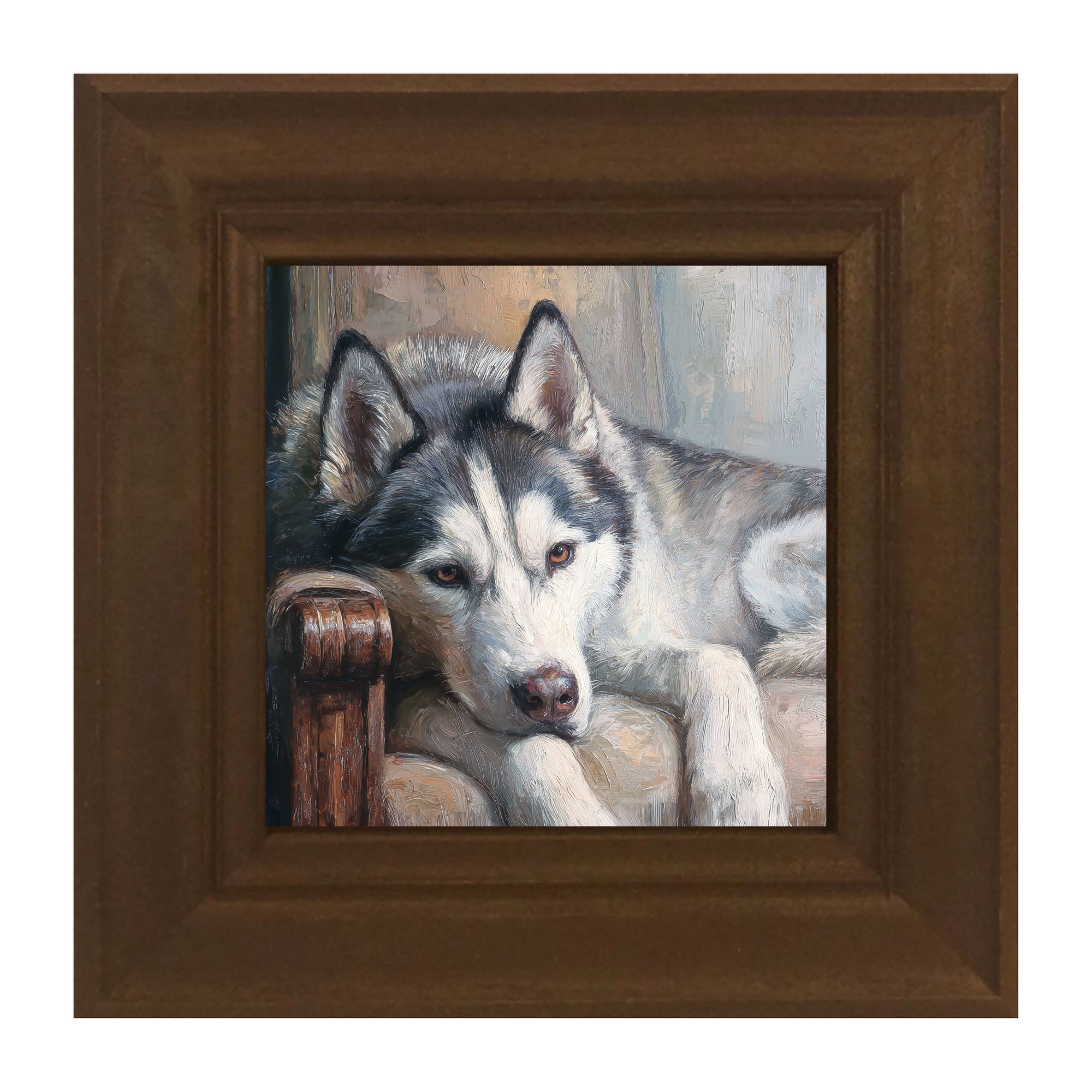 Armchair with Siberian Husky Dog