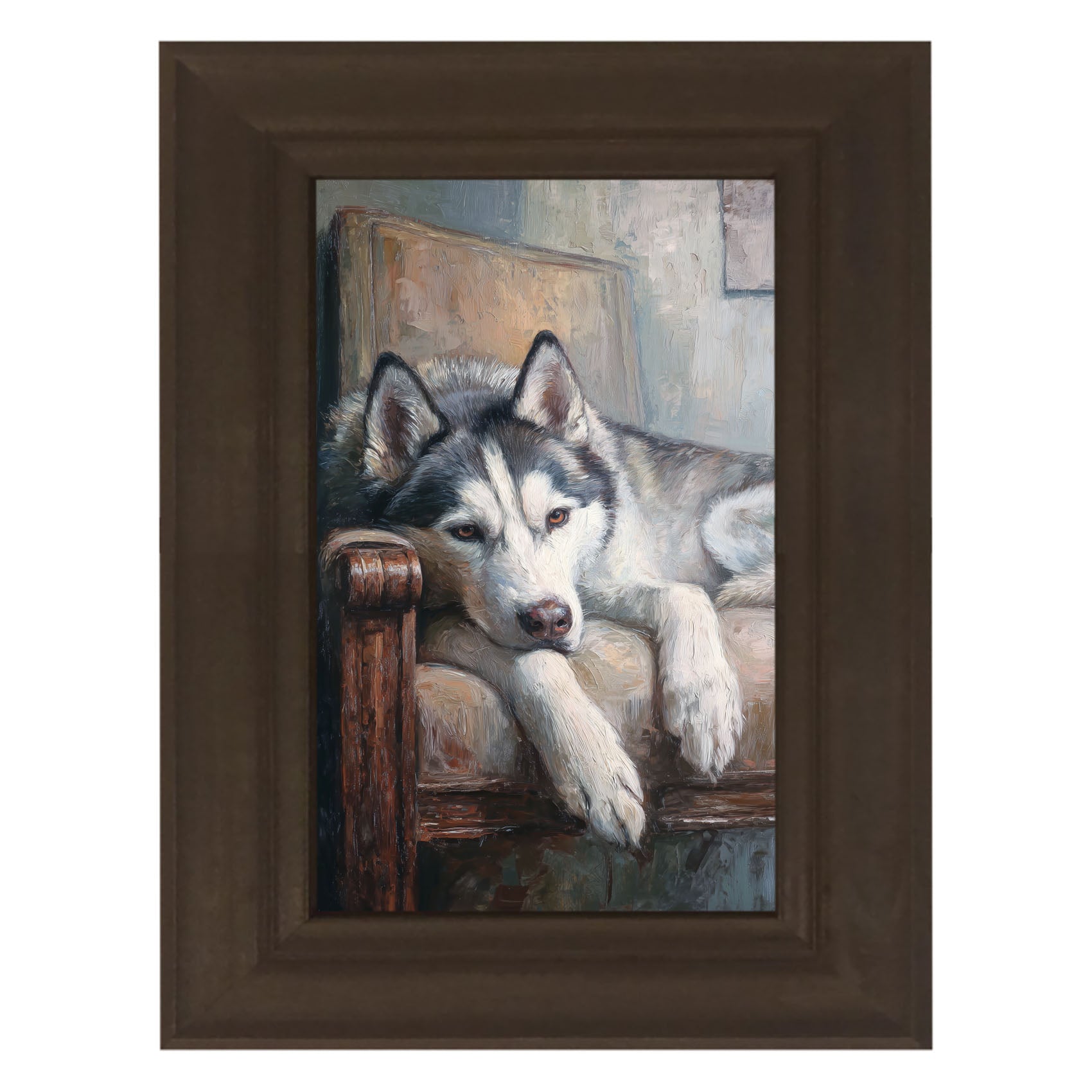 Armchair with Siberian Husky Dog