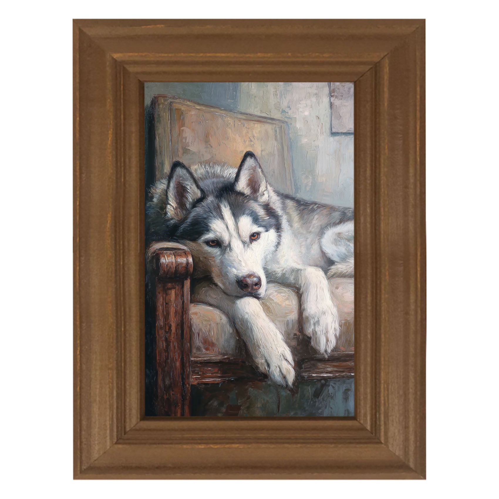 Armchair with Siberian Husky Dog