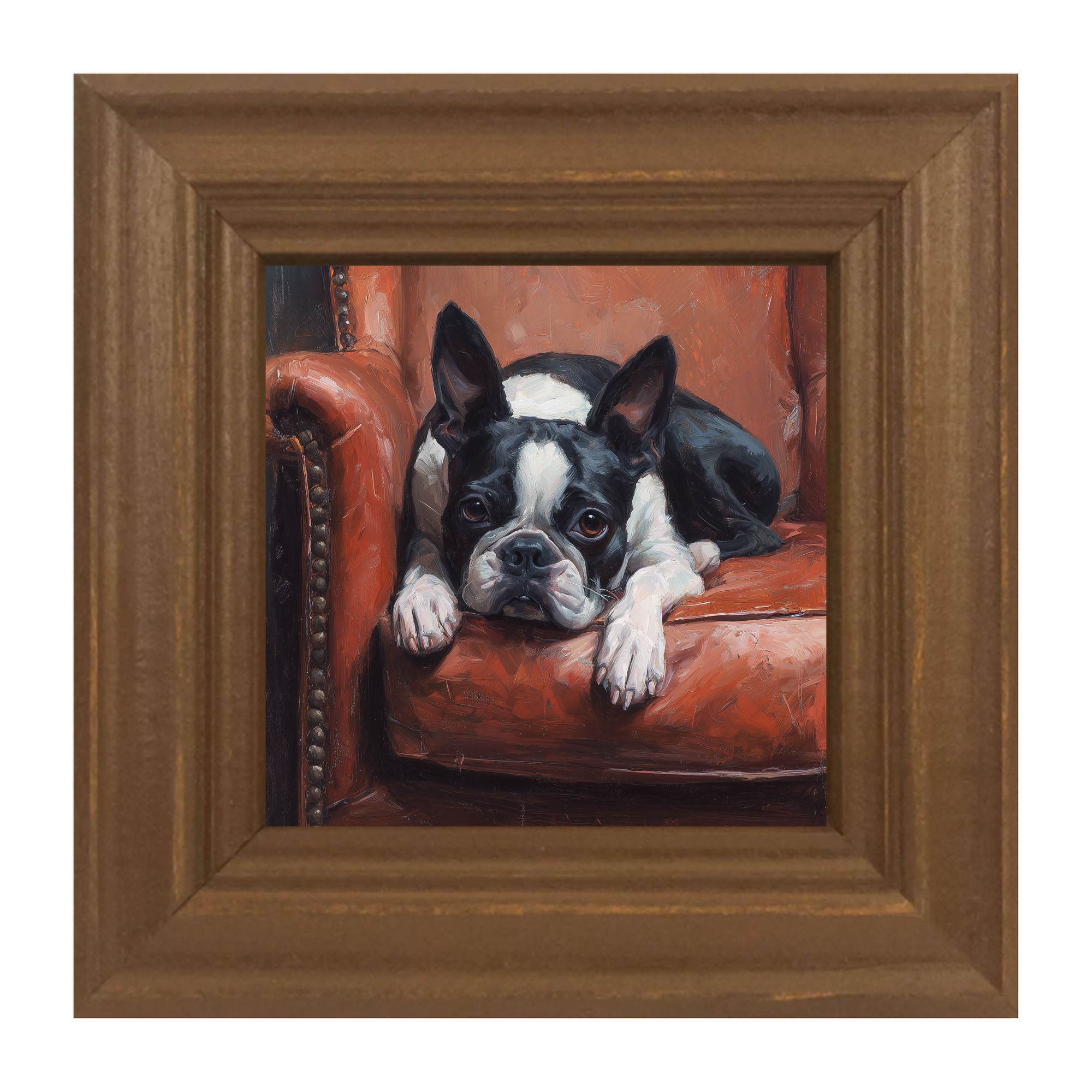 Armchair with Boston Terrier Dog