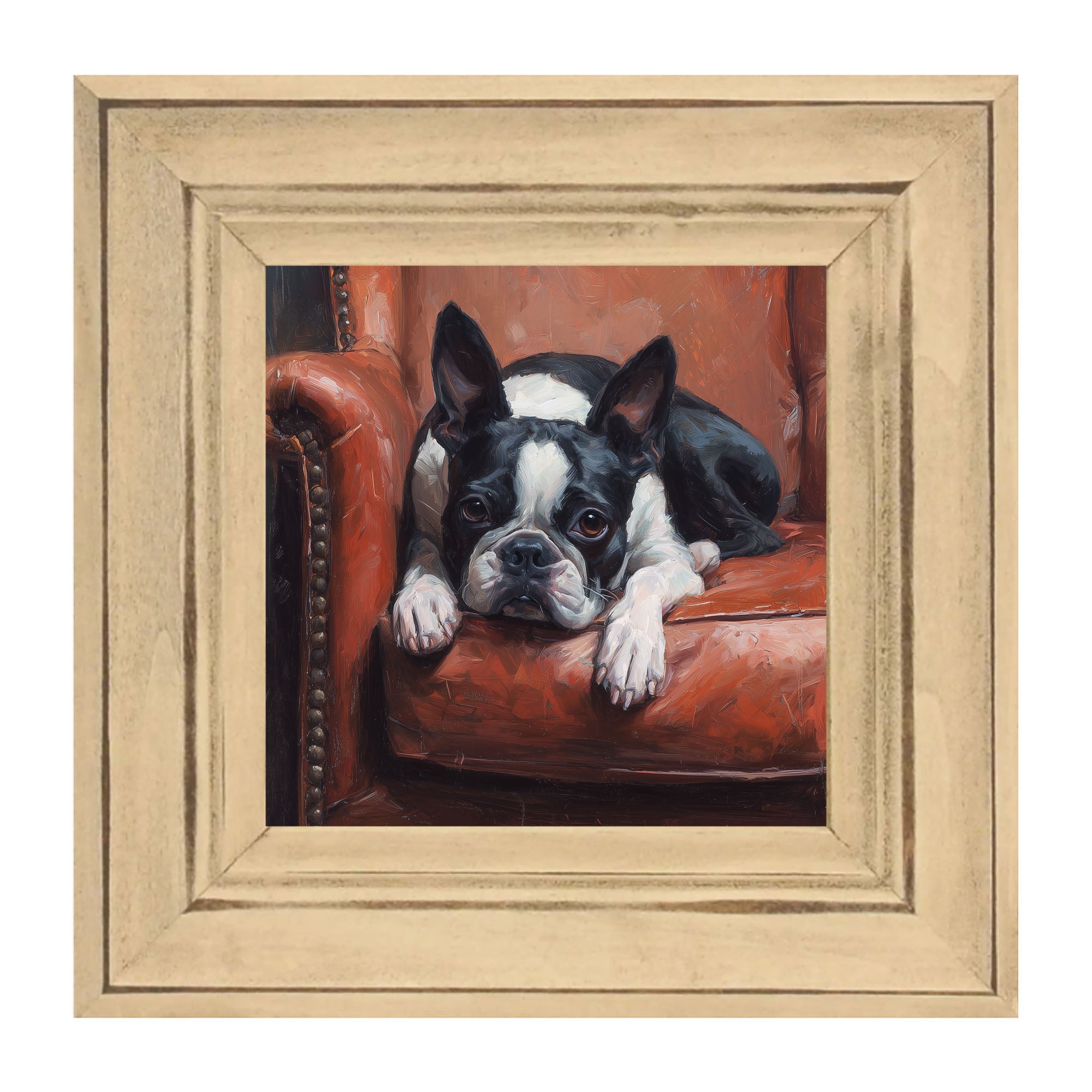 Armchair with Boston Terrier Dog