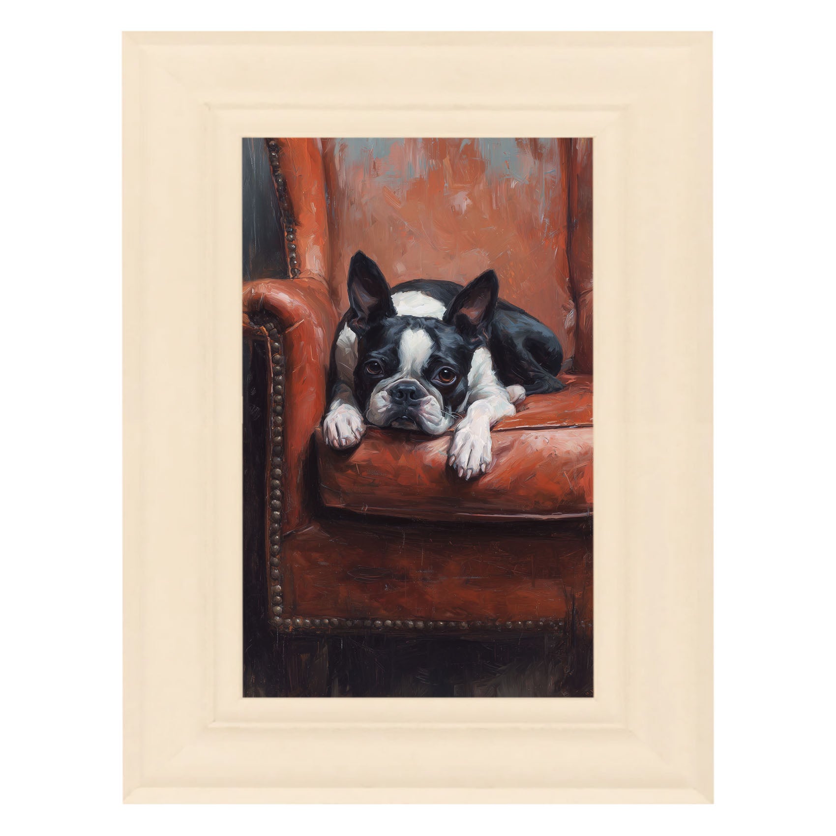 Armchair with Boston Terrier Dog