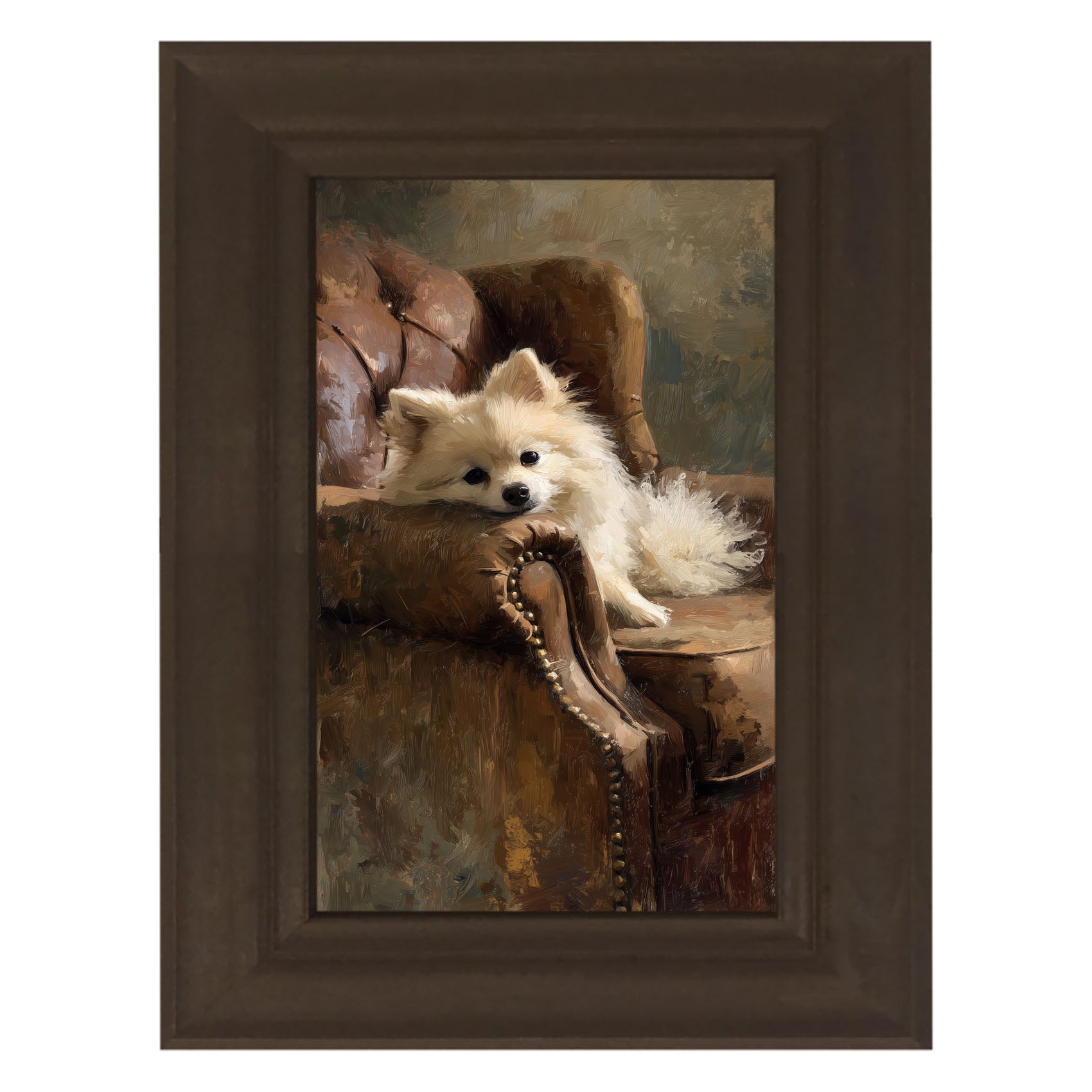 Armchair with Pomeranian Dog