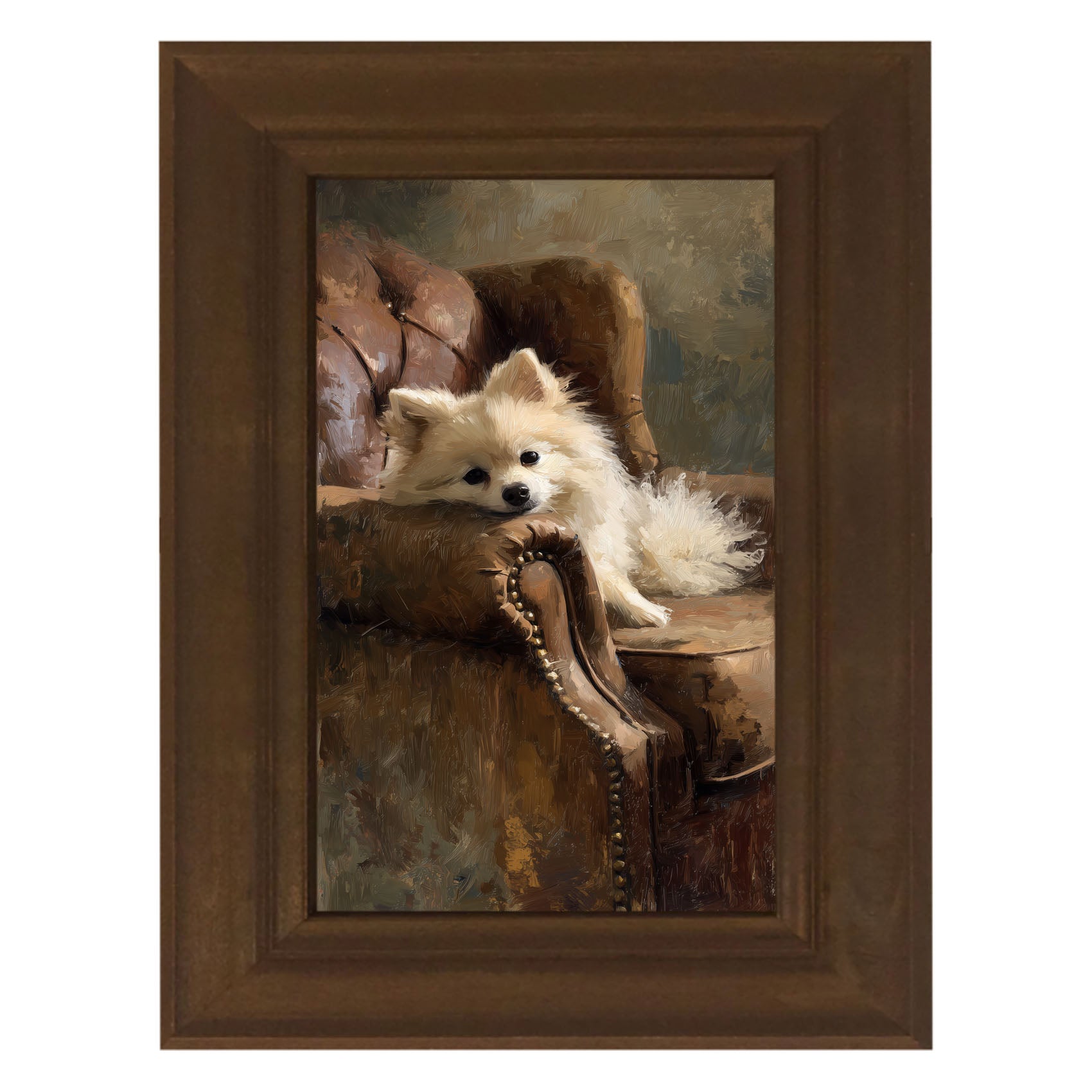 Armchair with Pomeranian Dog