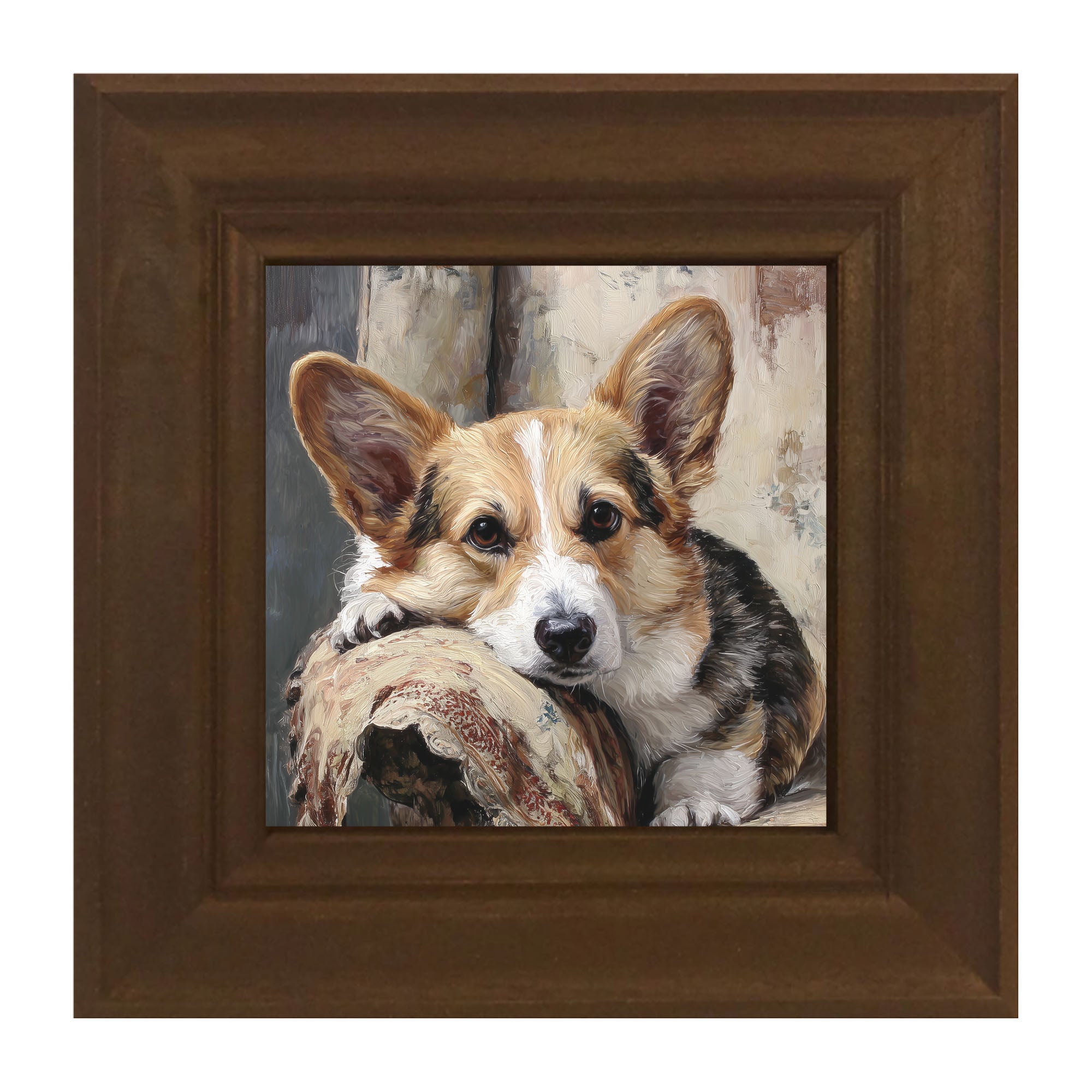 Armchair with Welsh Corgi Dog