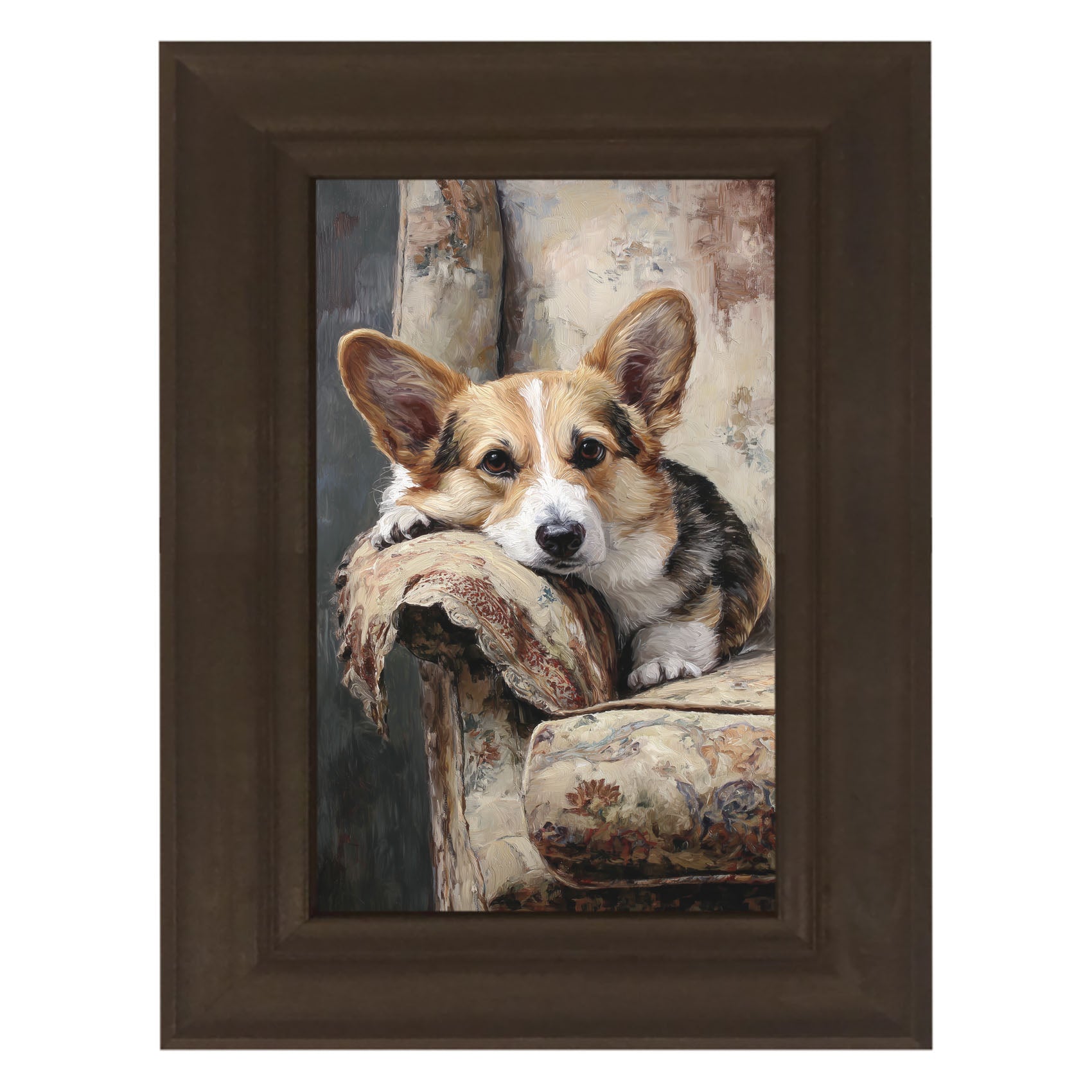 Armchair with Welsh Corgi Dog
