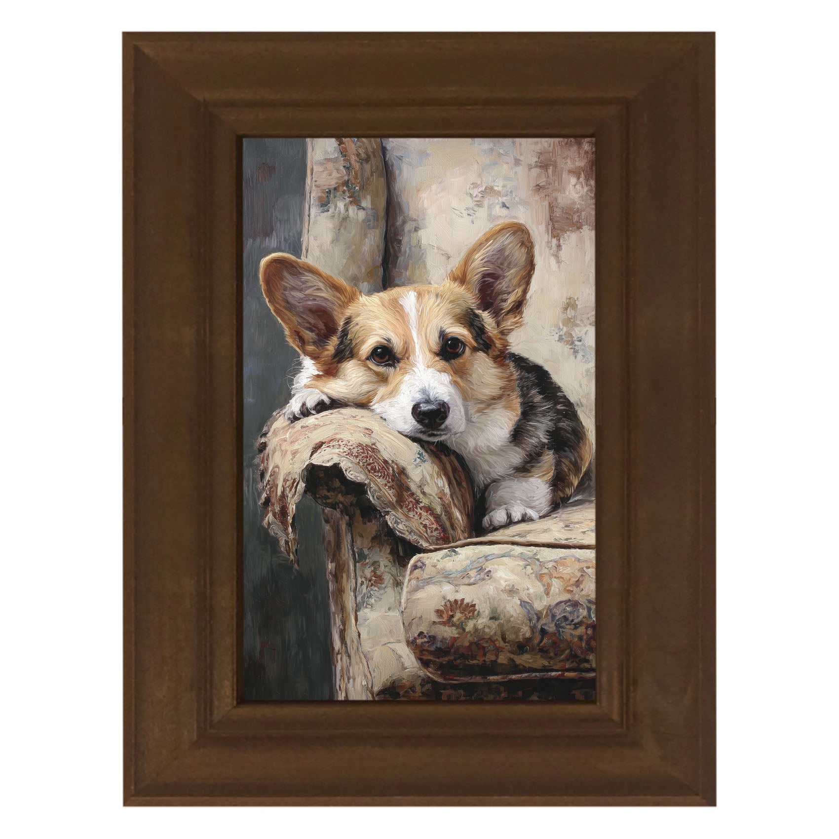Armchair with Welsh Corgi Dog