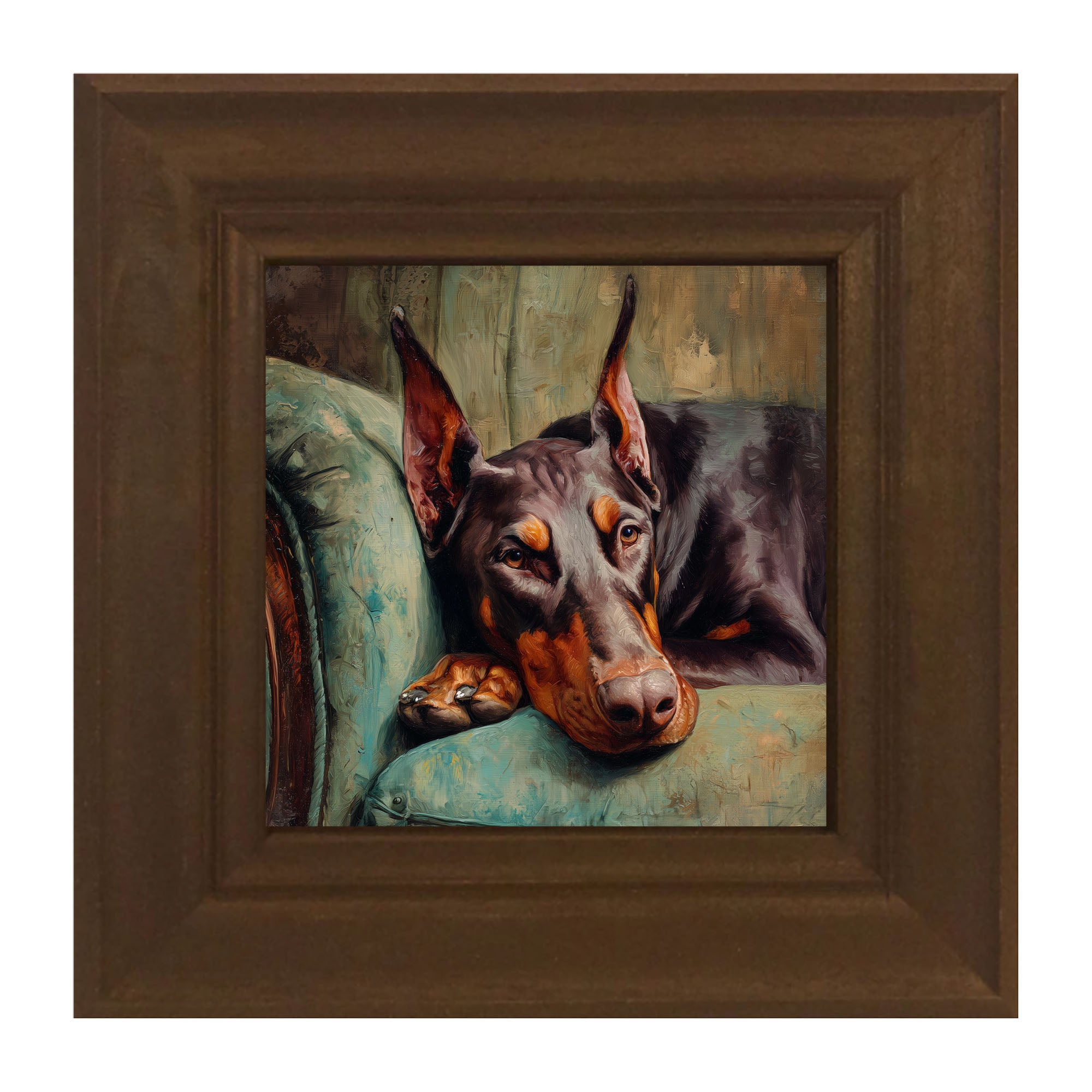 Armchair with Doberman Pinscher Dog