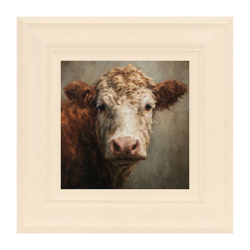 Farm Life Portrait - Brown and White Cow Close-up