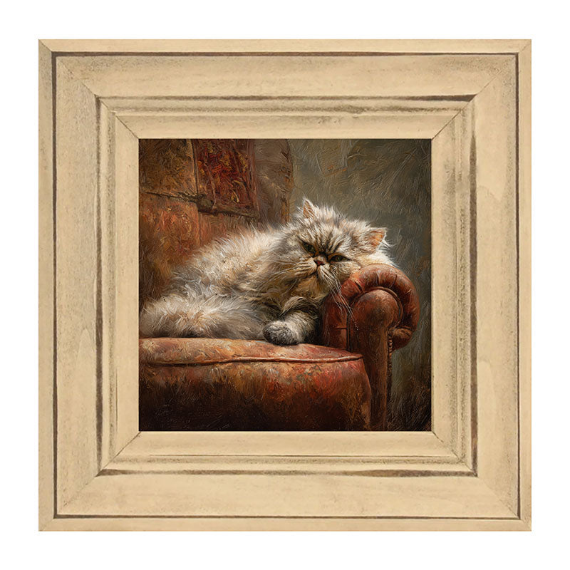 Armchair with Lounging Persian Cat