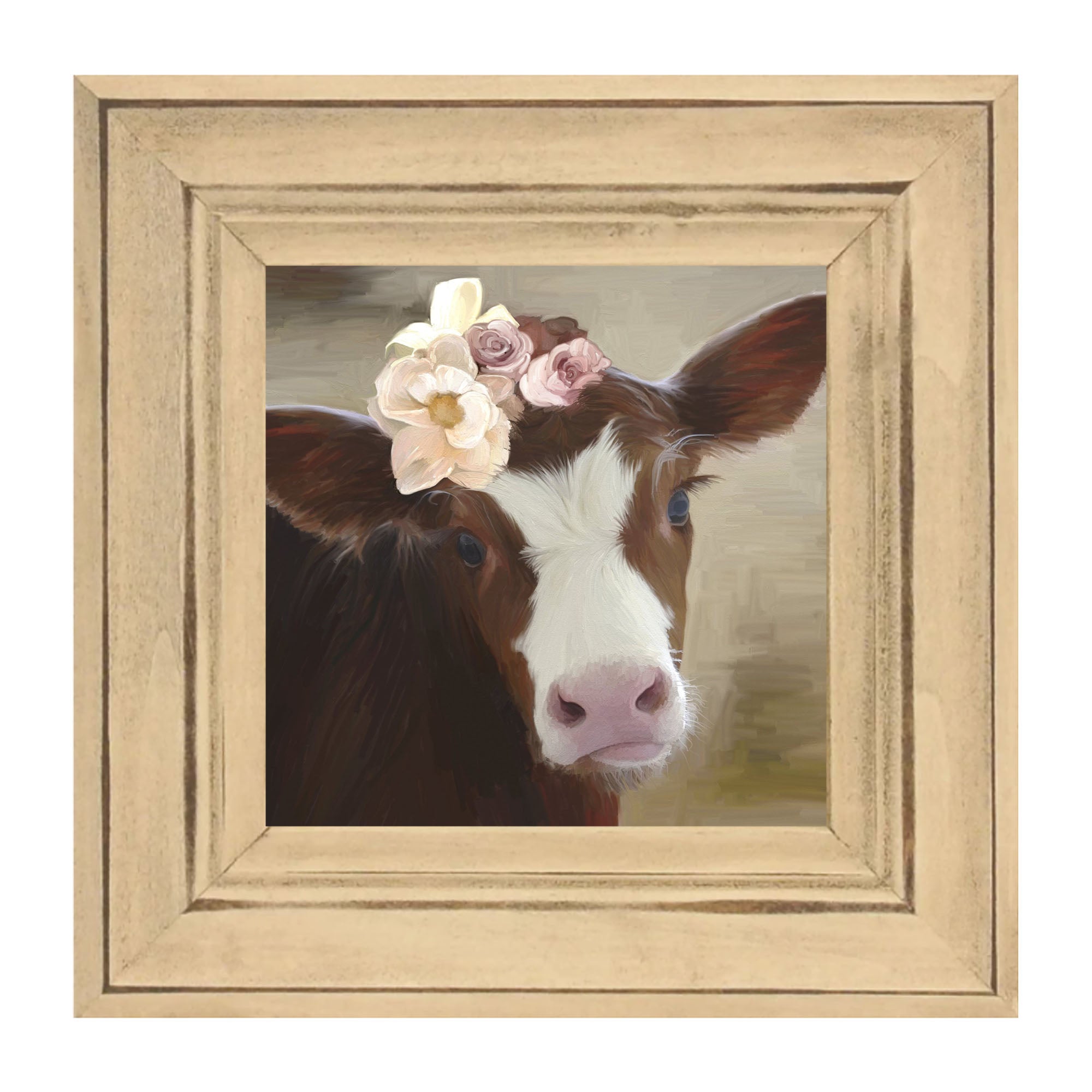 Baby cow with flowers