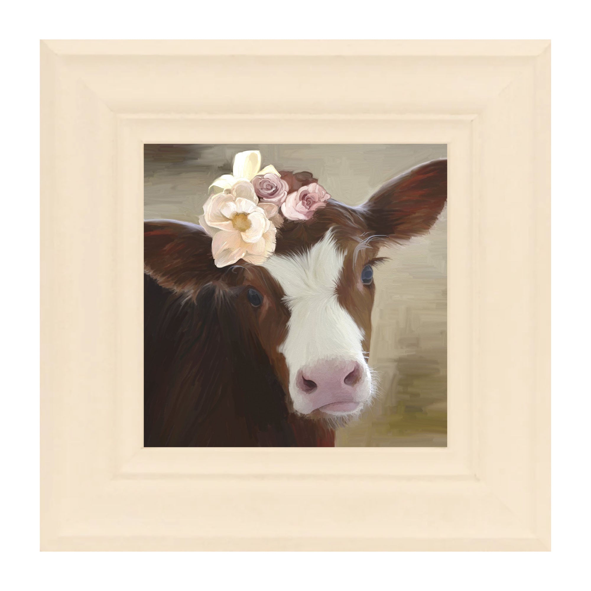 Baby cow with flowers