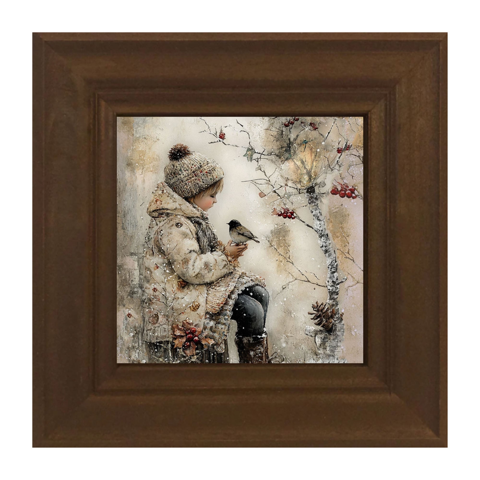 Winter Girl with bird