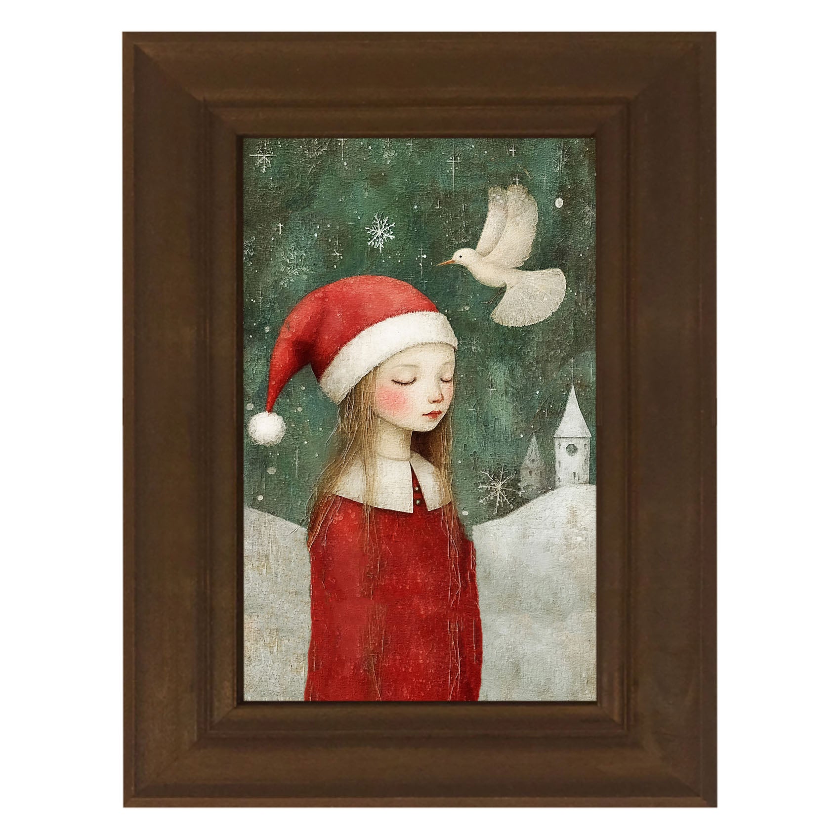 Christmas girl with dove