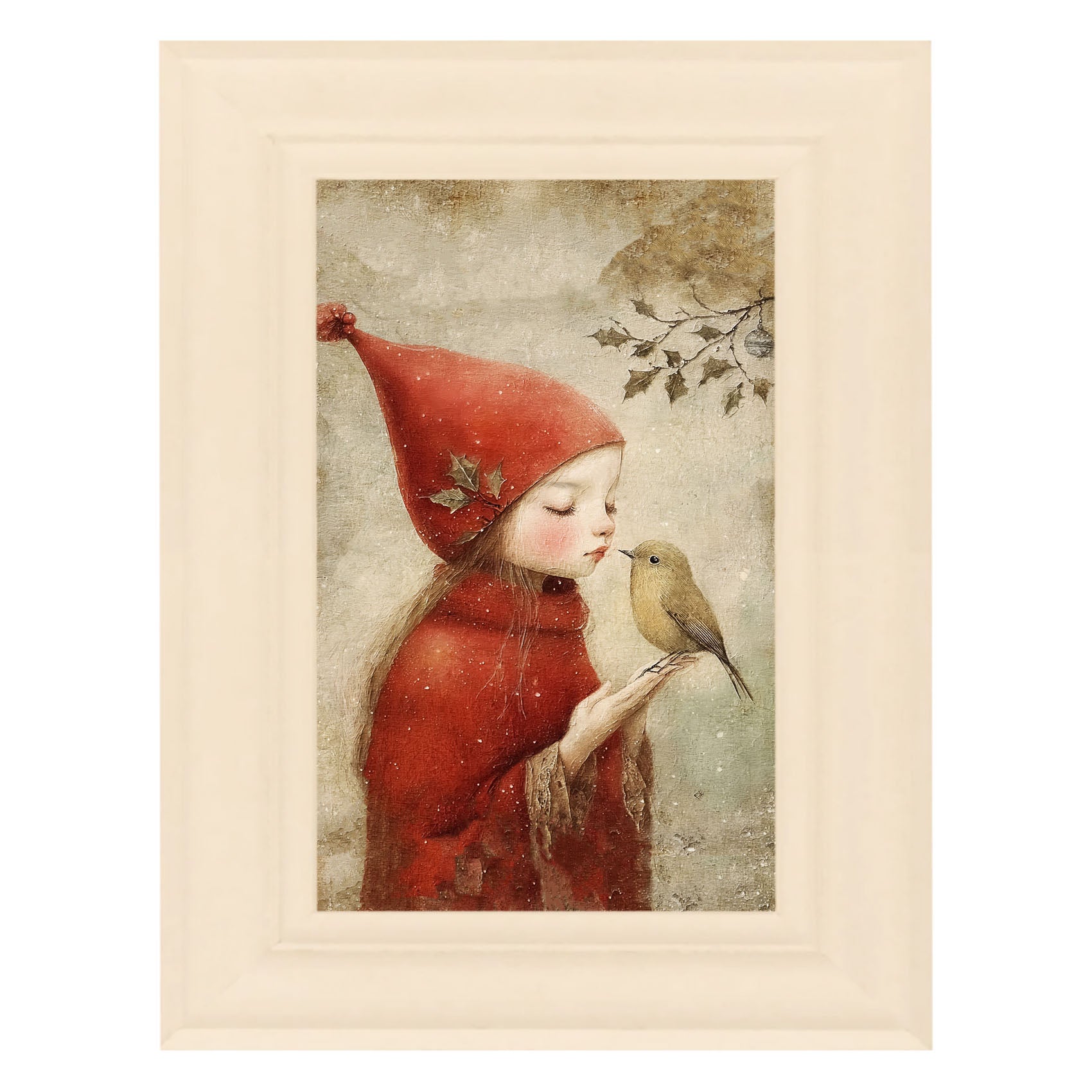 Christmas girl with bird