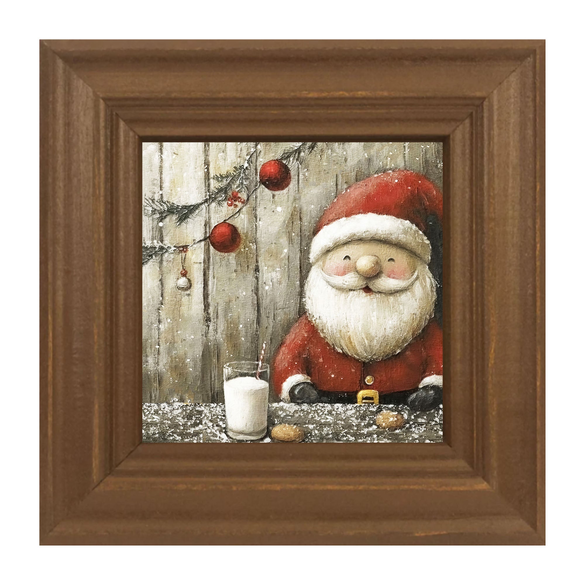 Santa enjoying Cookies and milk