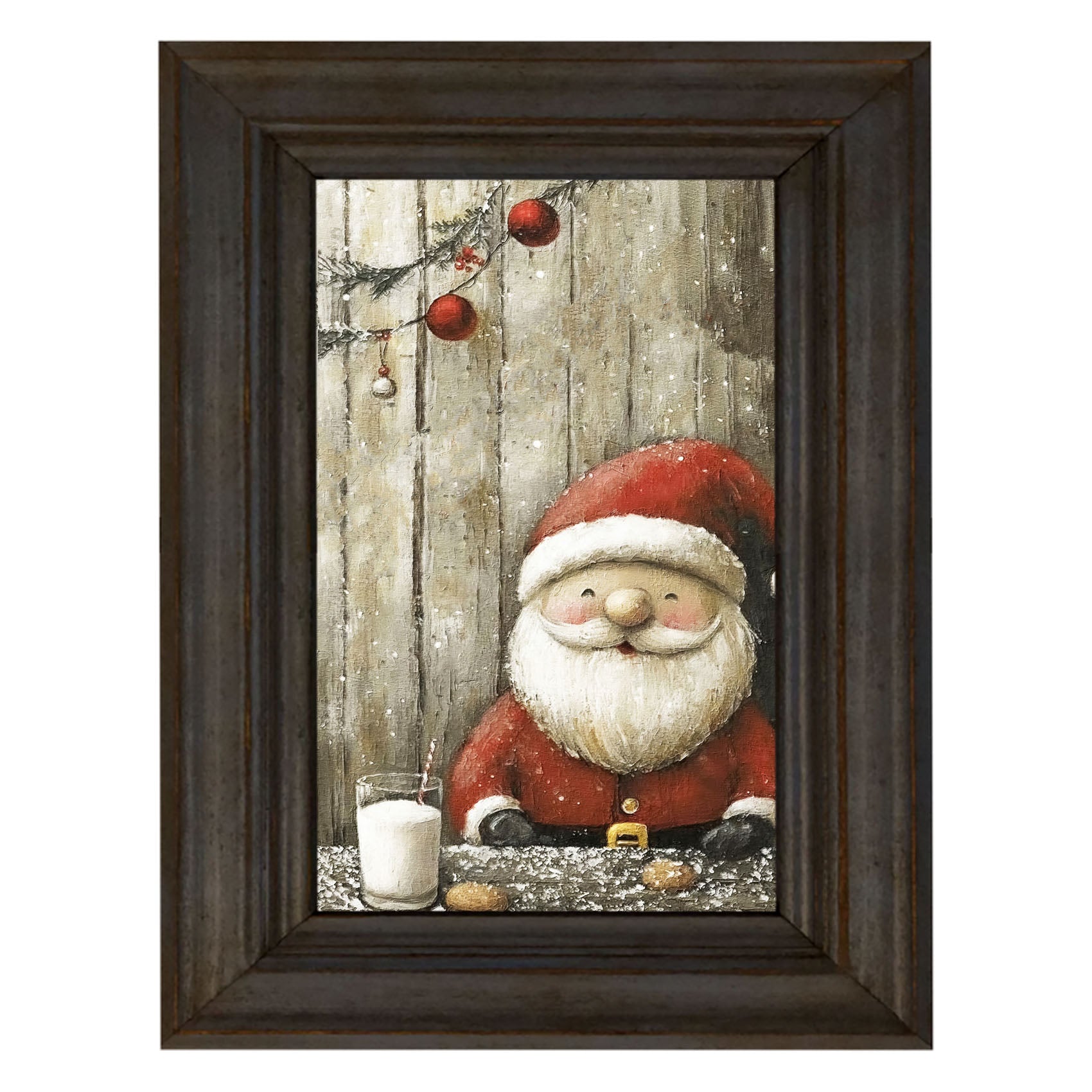 Santa enjoying Cookies and milk