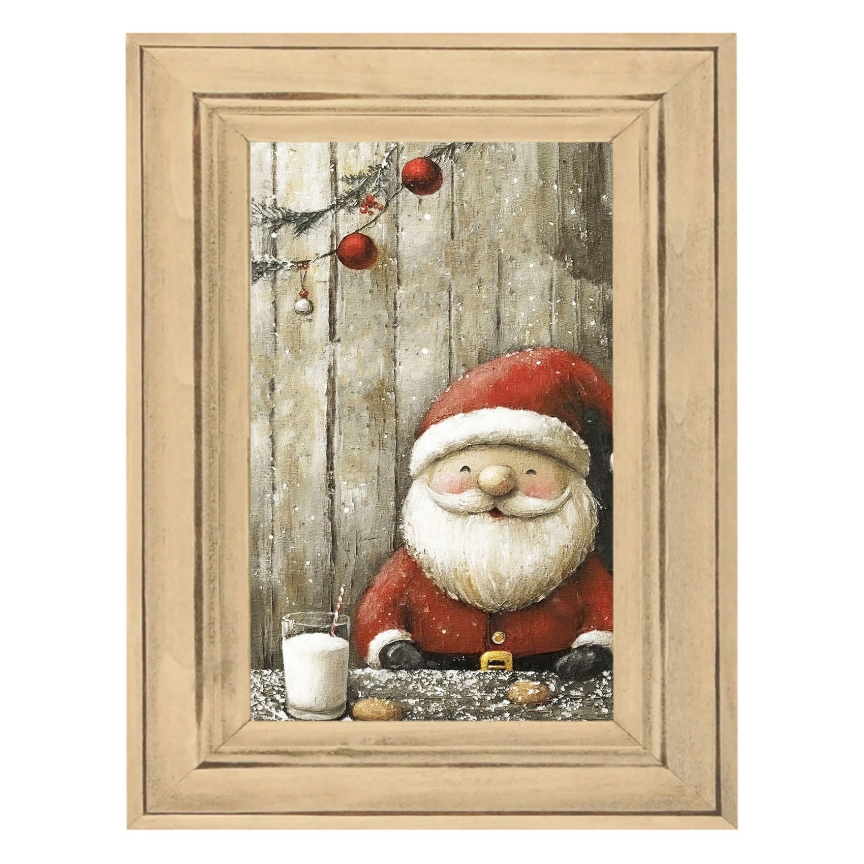 Santa enjoying Cookies and milk