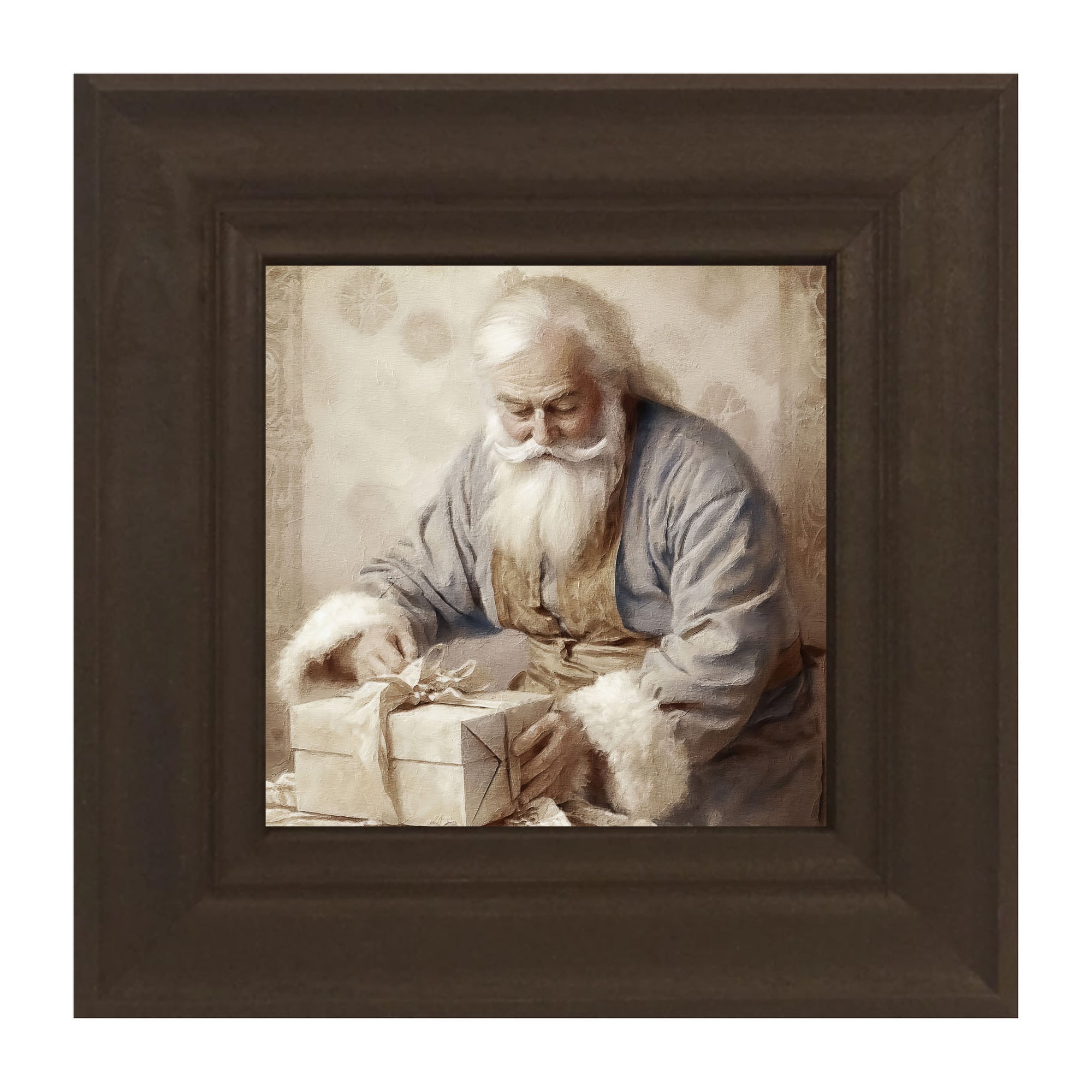 Santa Tying a Bow on a Present