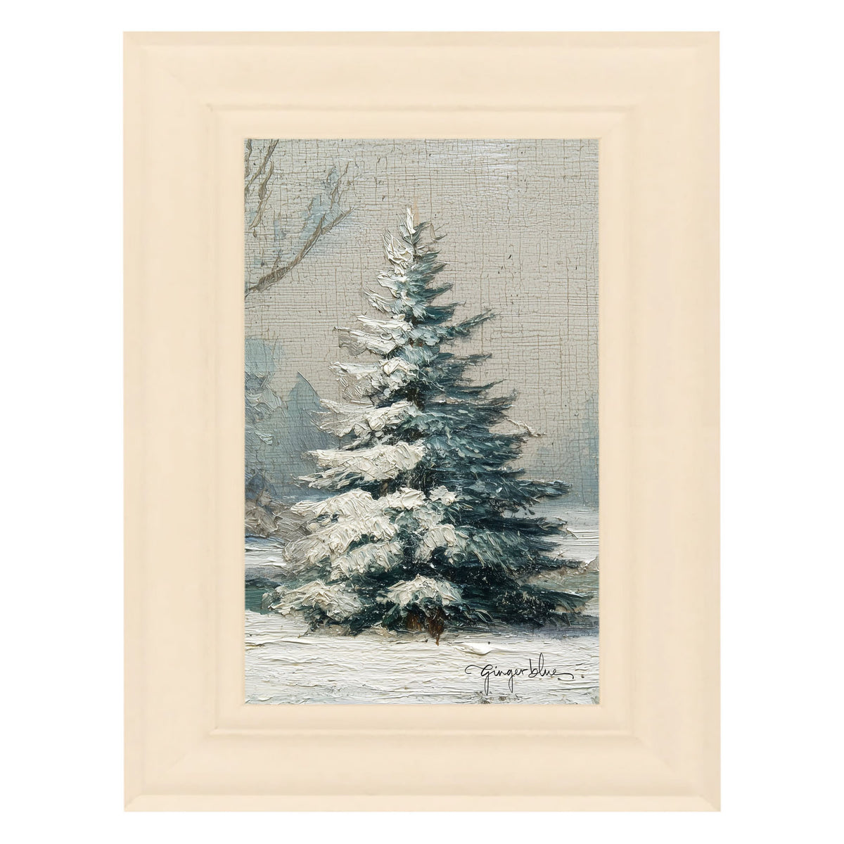 Snowy Pine near Pond