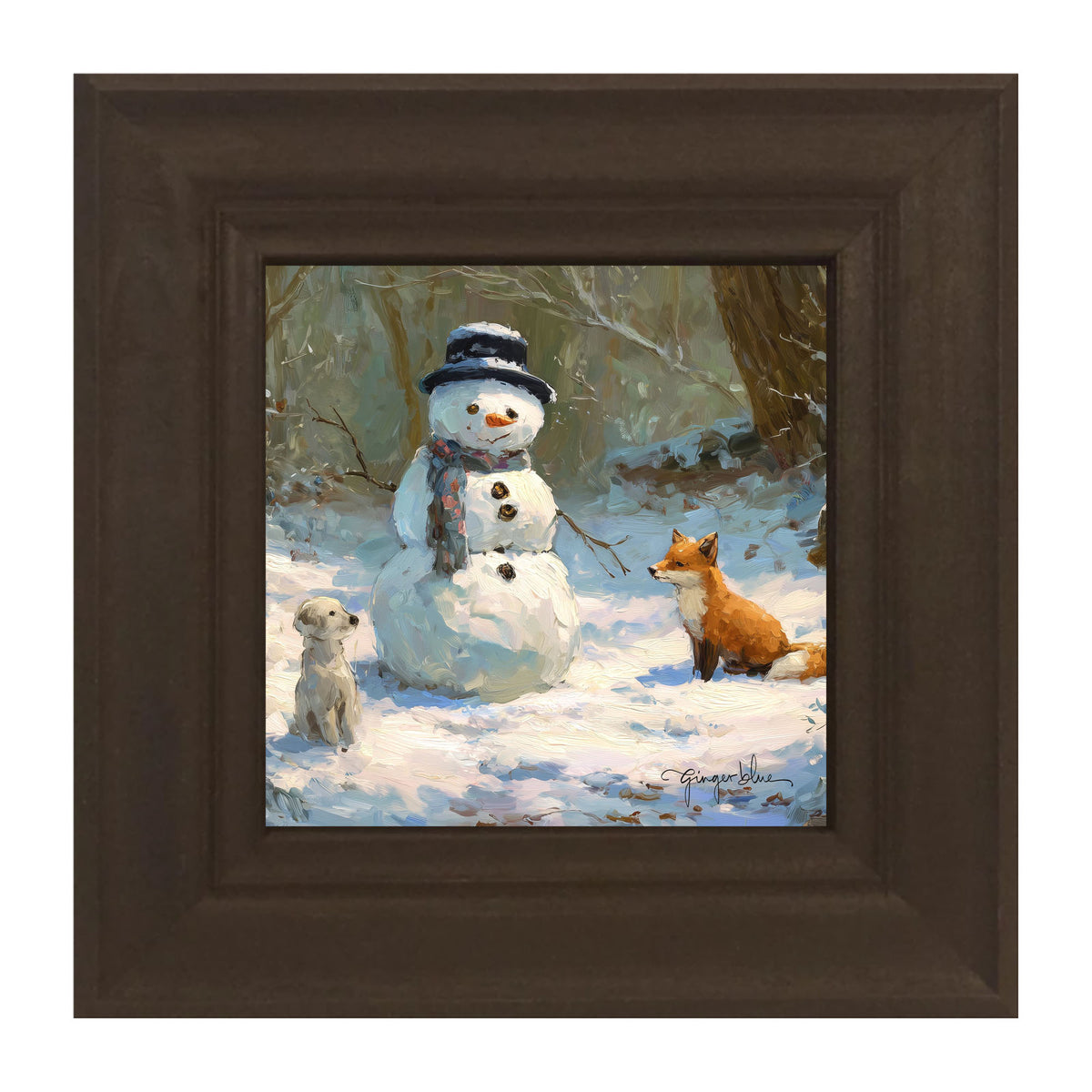 Snowman with Dog and Fox