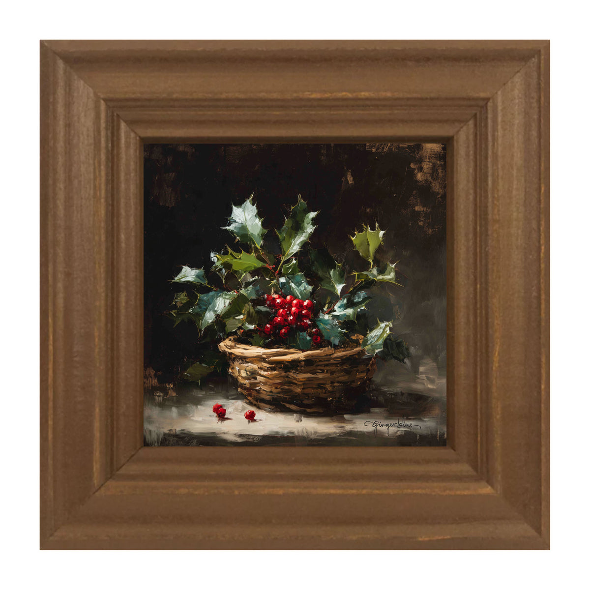 Holly in Woven Basket