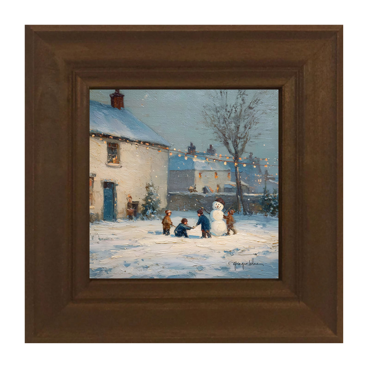 Children Making a Snowman at Home