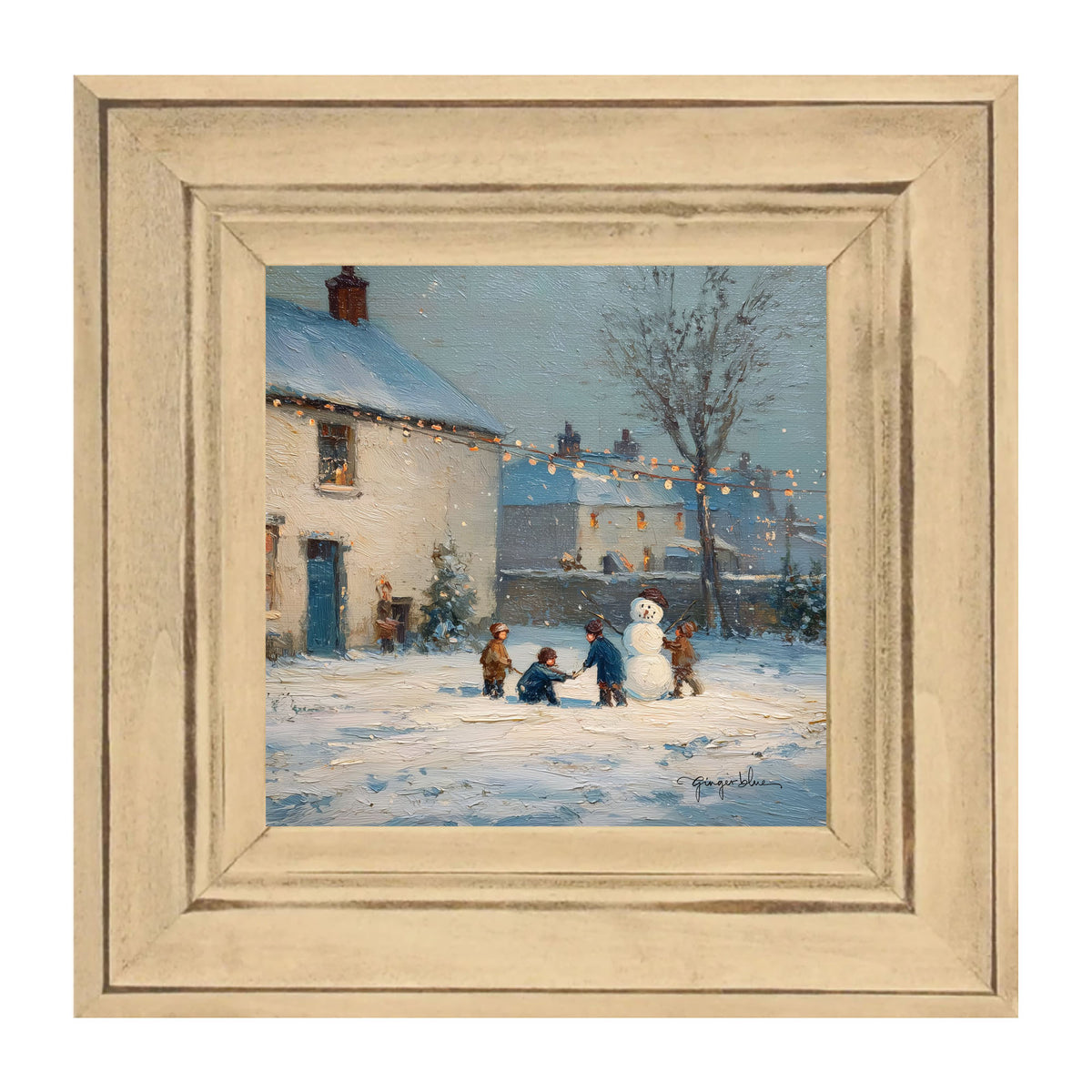 Children Making a Snowman at Home