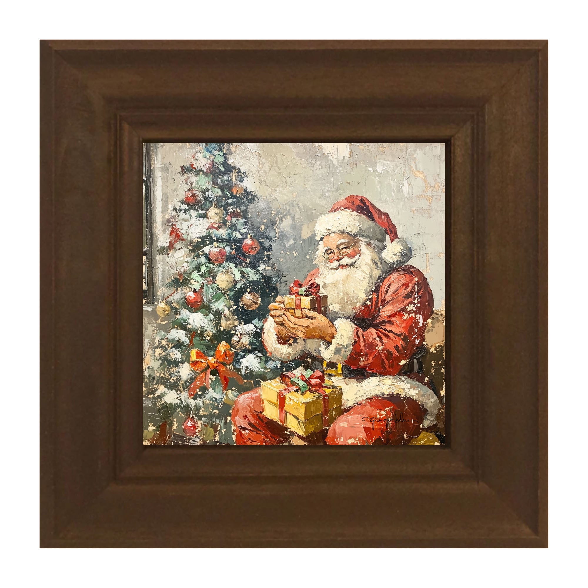Santa Placing Presents under the Tree