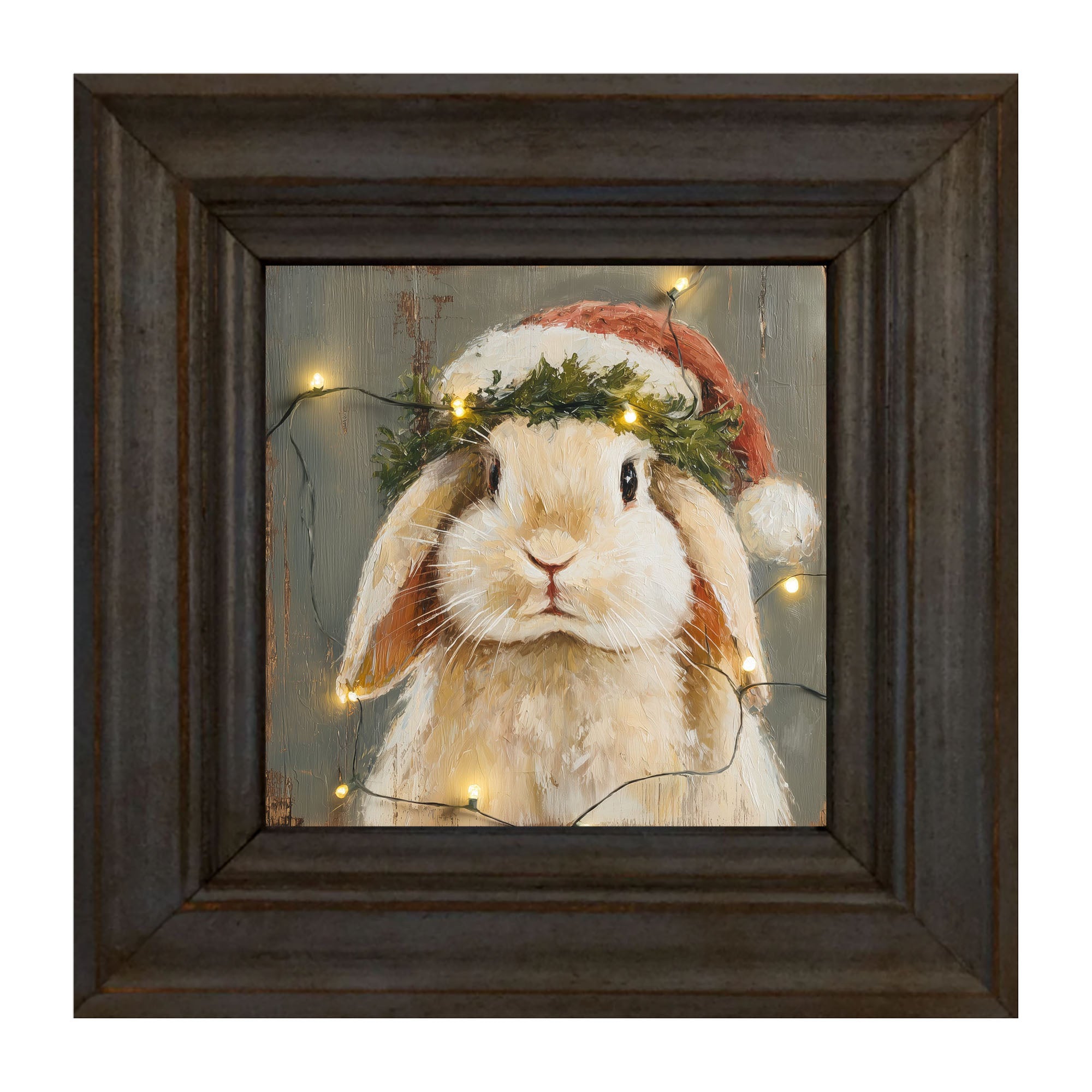 Christmas Lights with Tan Bunny