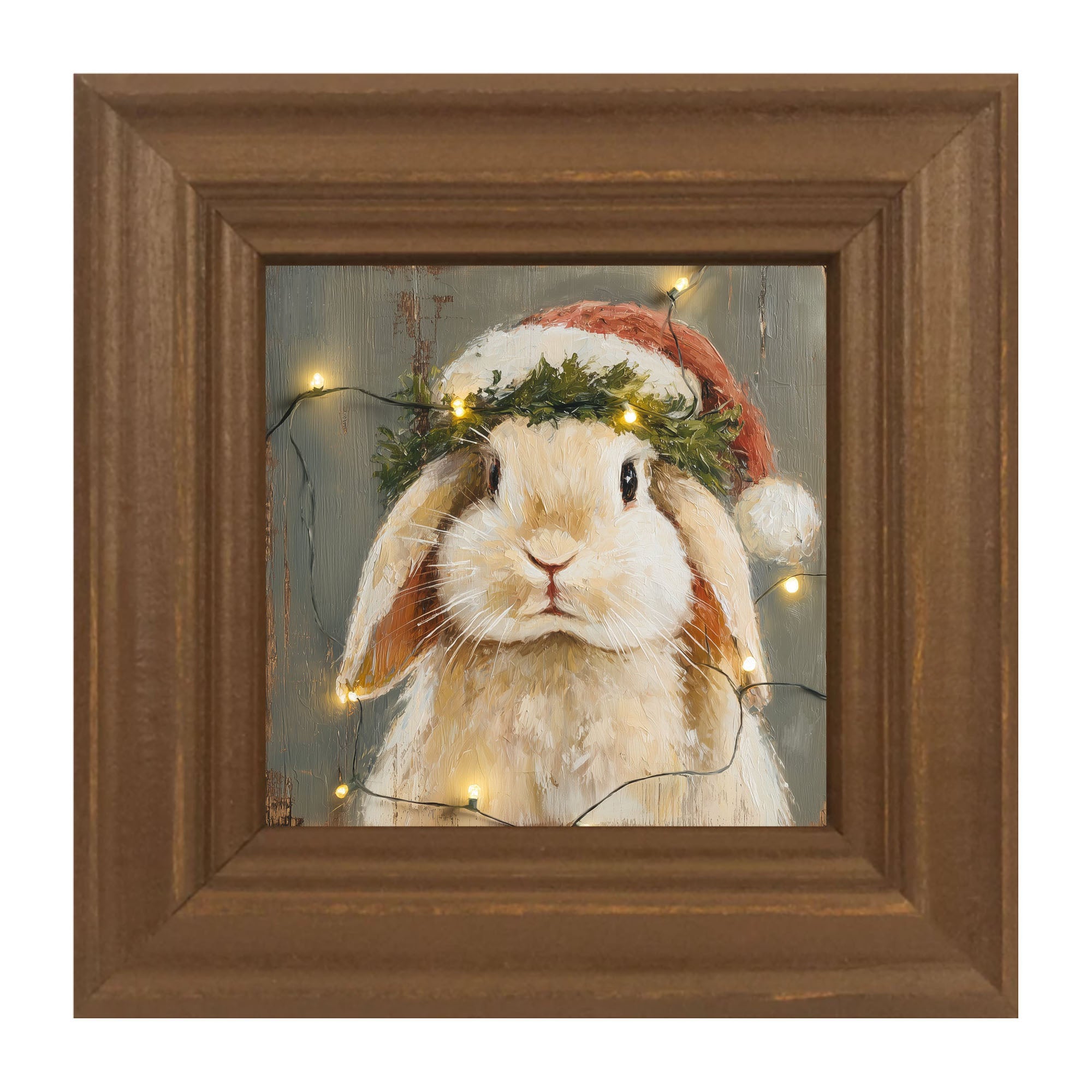 Christmas Lights with Tan Bunny