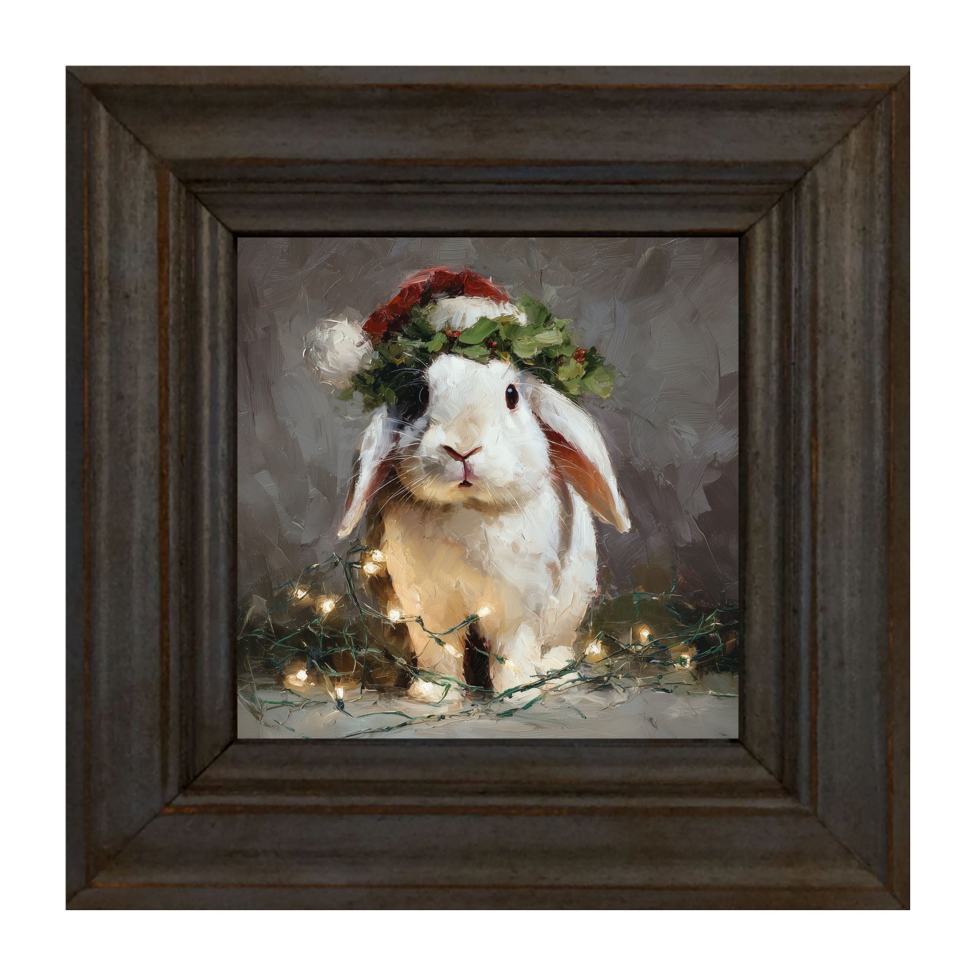 Christmas Lights with White Bunny