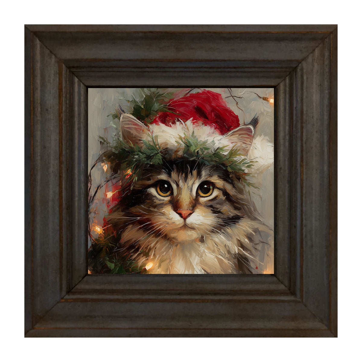 Christmas Lights with Furry Cat
