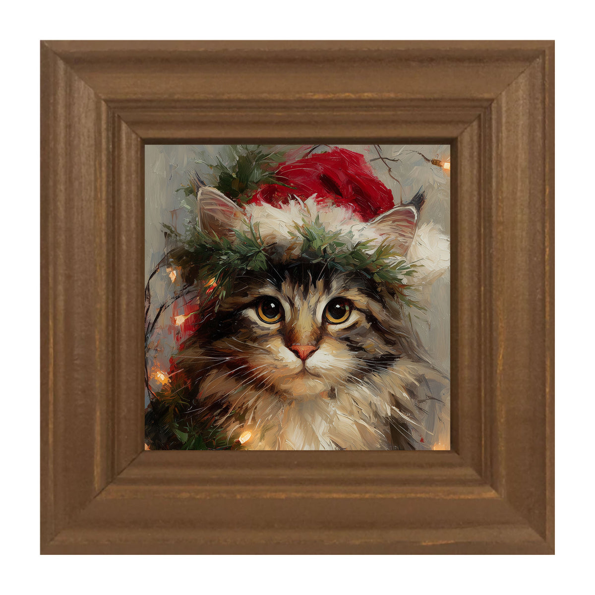 Christmas Lights with Furry Cat