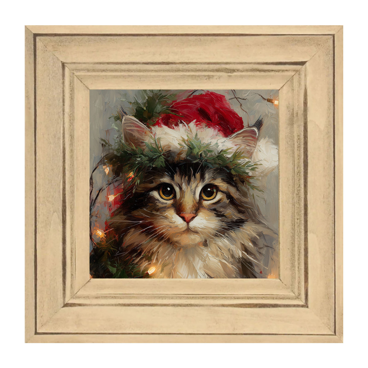 Christmas Lights with Furry Cat