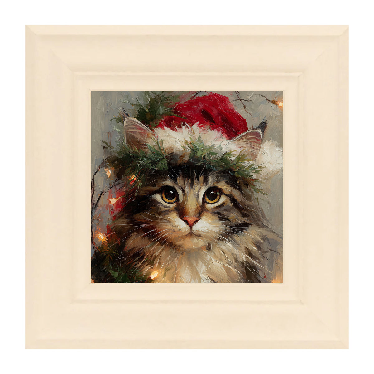 Christmas Lights with Furry Cat