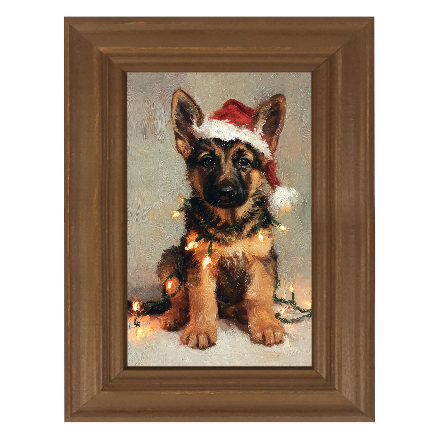 Christmas Lights with German Shepard