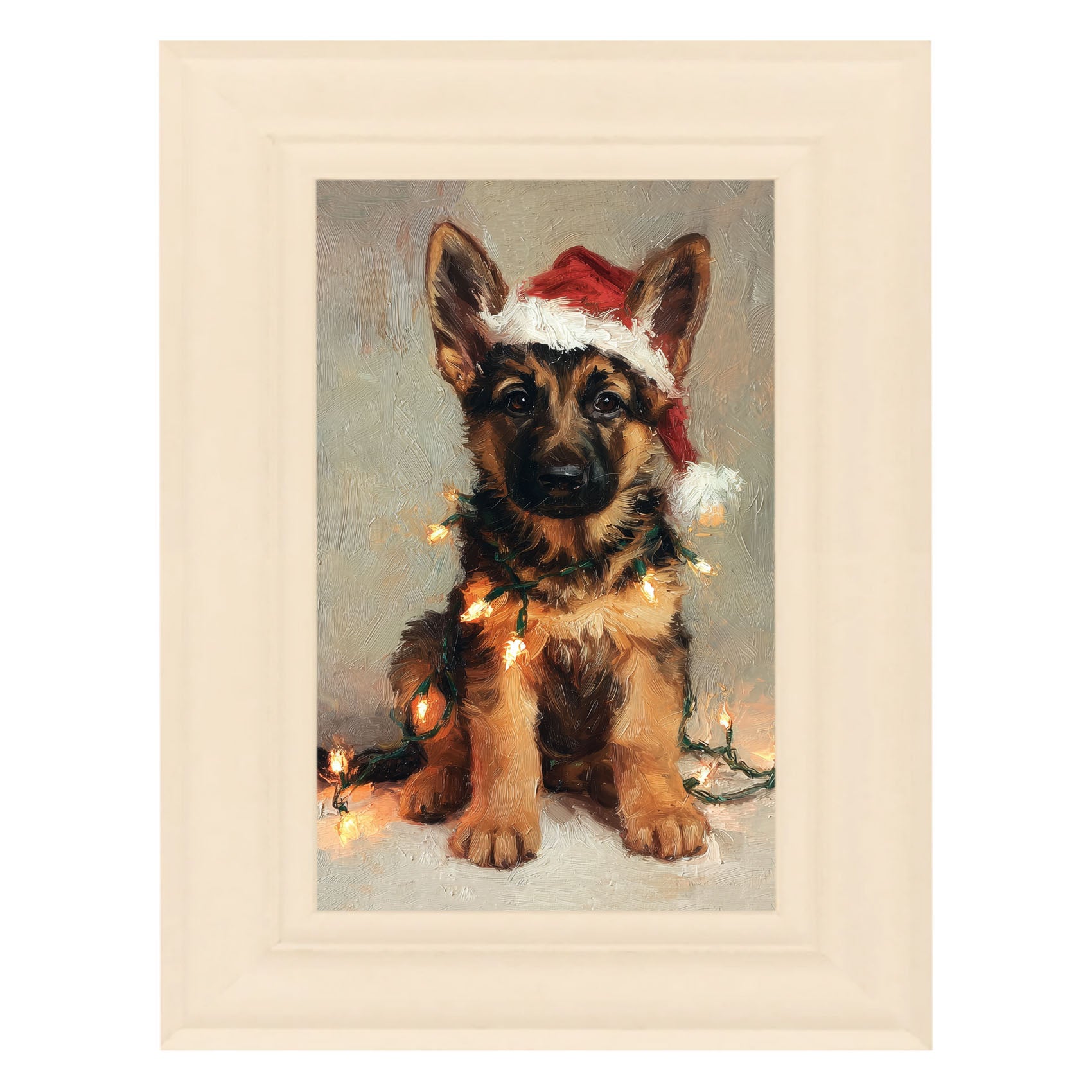 Christmas Lights with German Shepard
