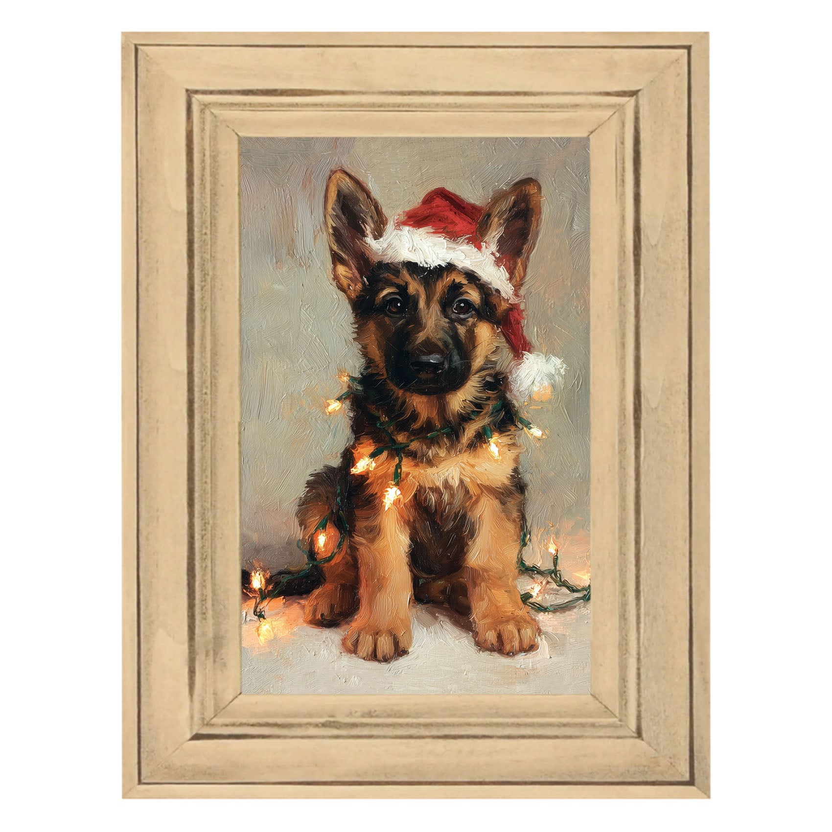 Christmas Lights with German Shepard
