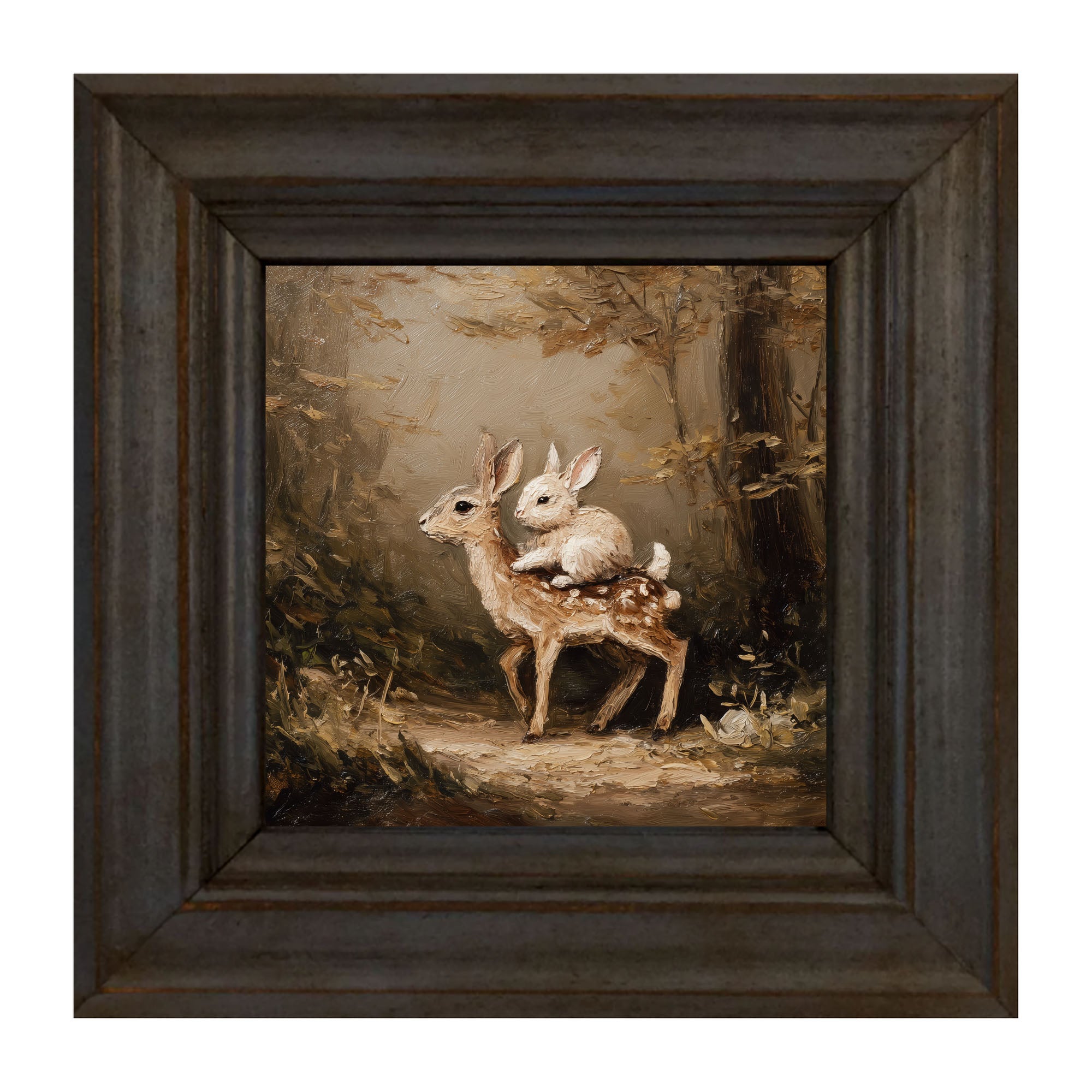 Bunny on Deer in Forest