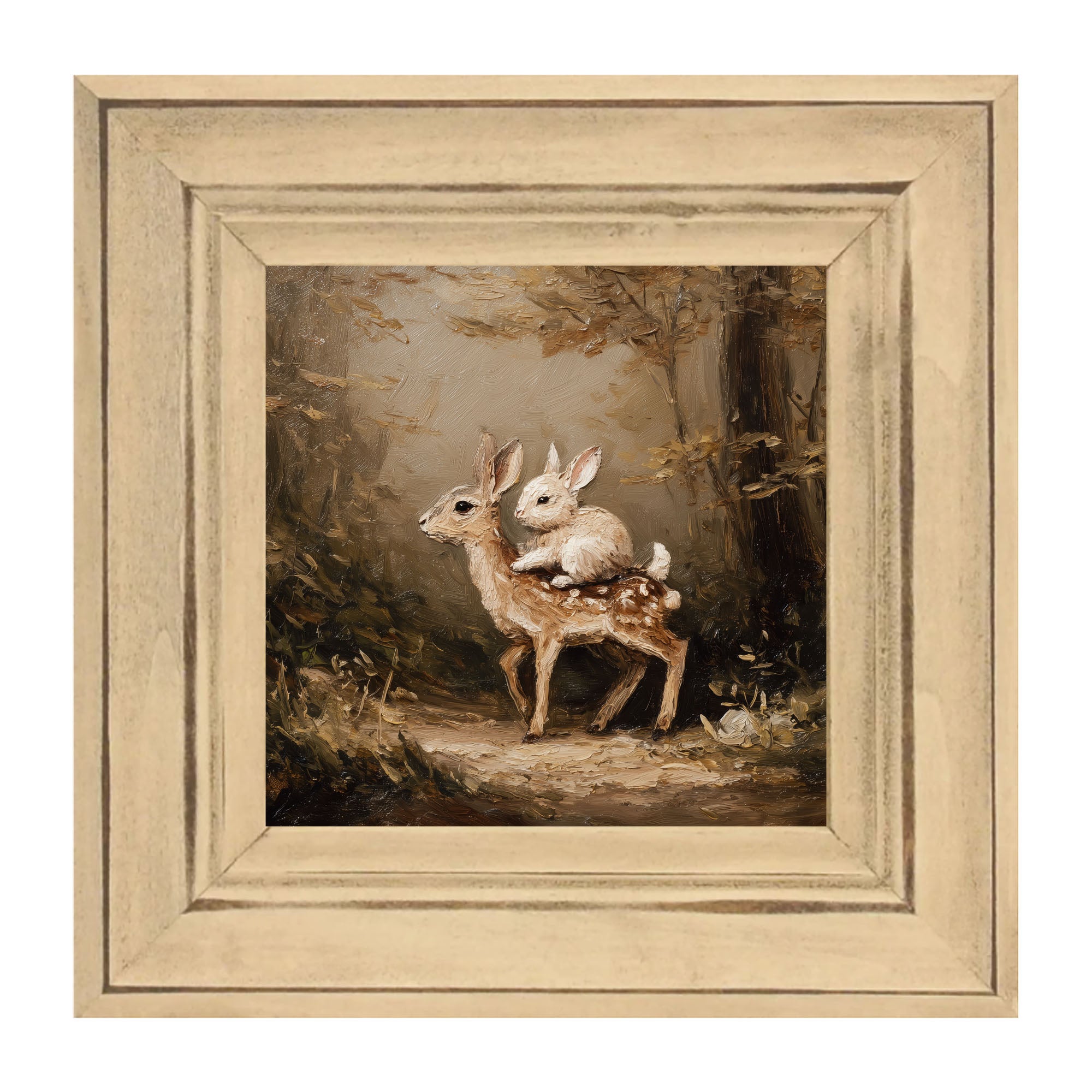 Bunny on Deer in Forest