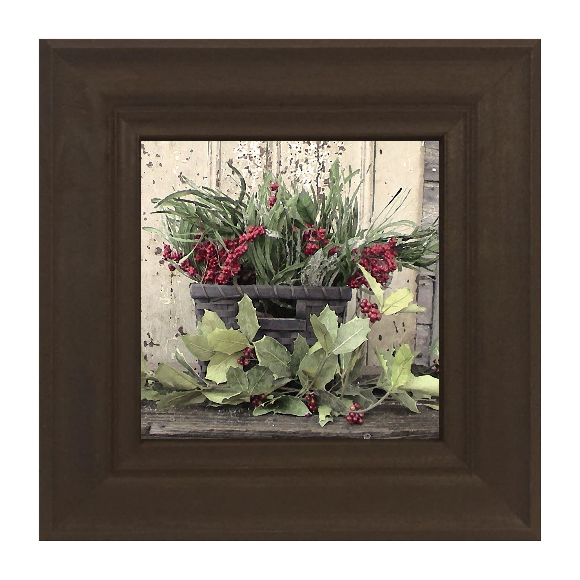 Berry Basket with Holly