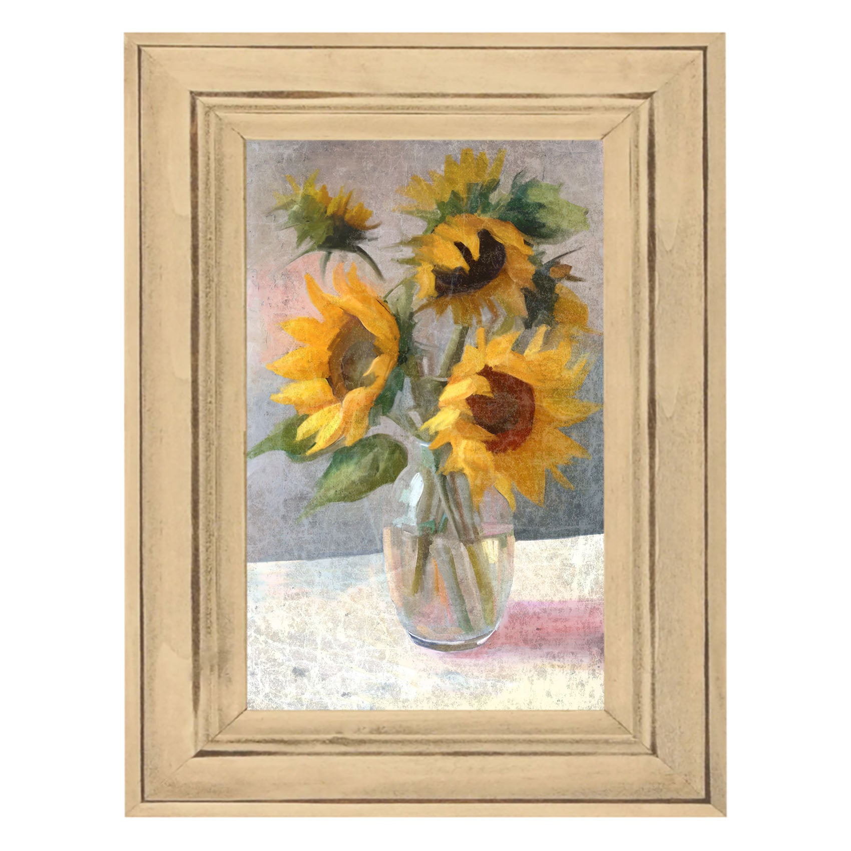 Glass Vase of Sunflowers