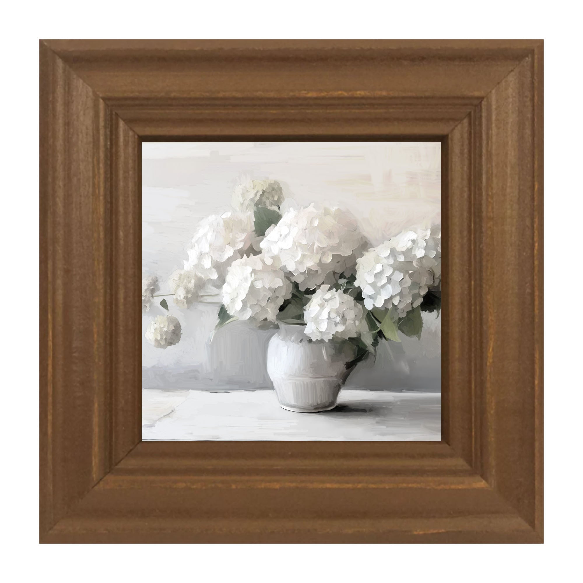 White Vase of Hydrangeas