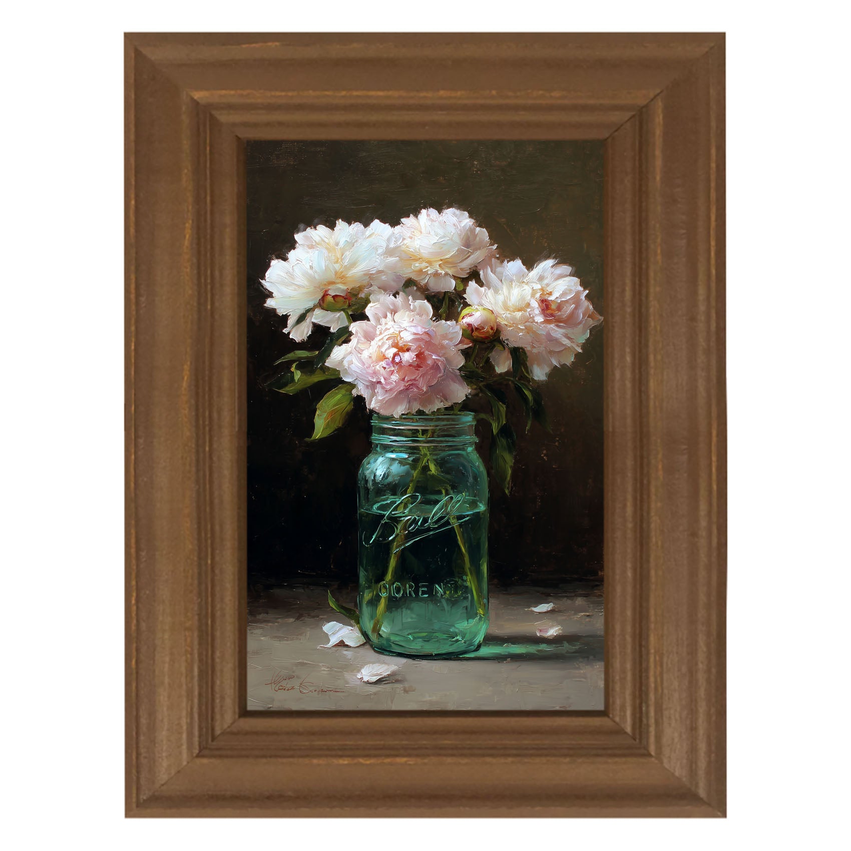 Mason Jar with Pink Flowers