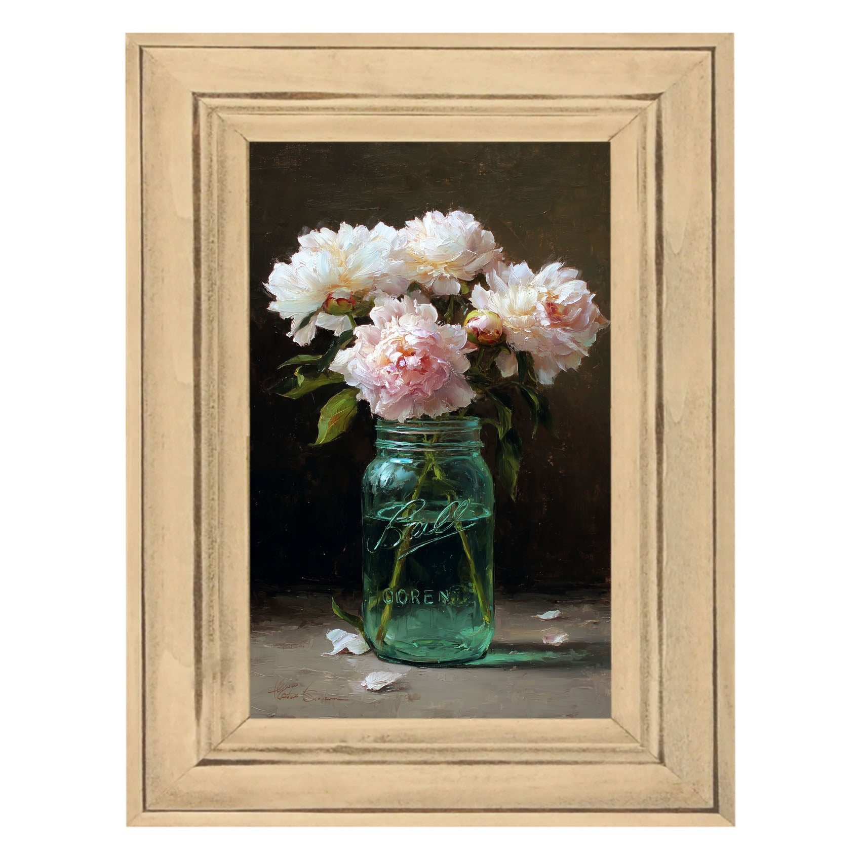 Mason Jar with Pink Flowers