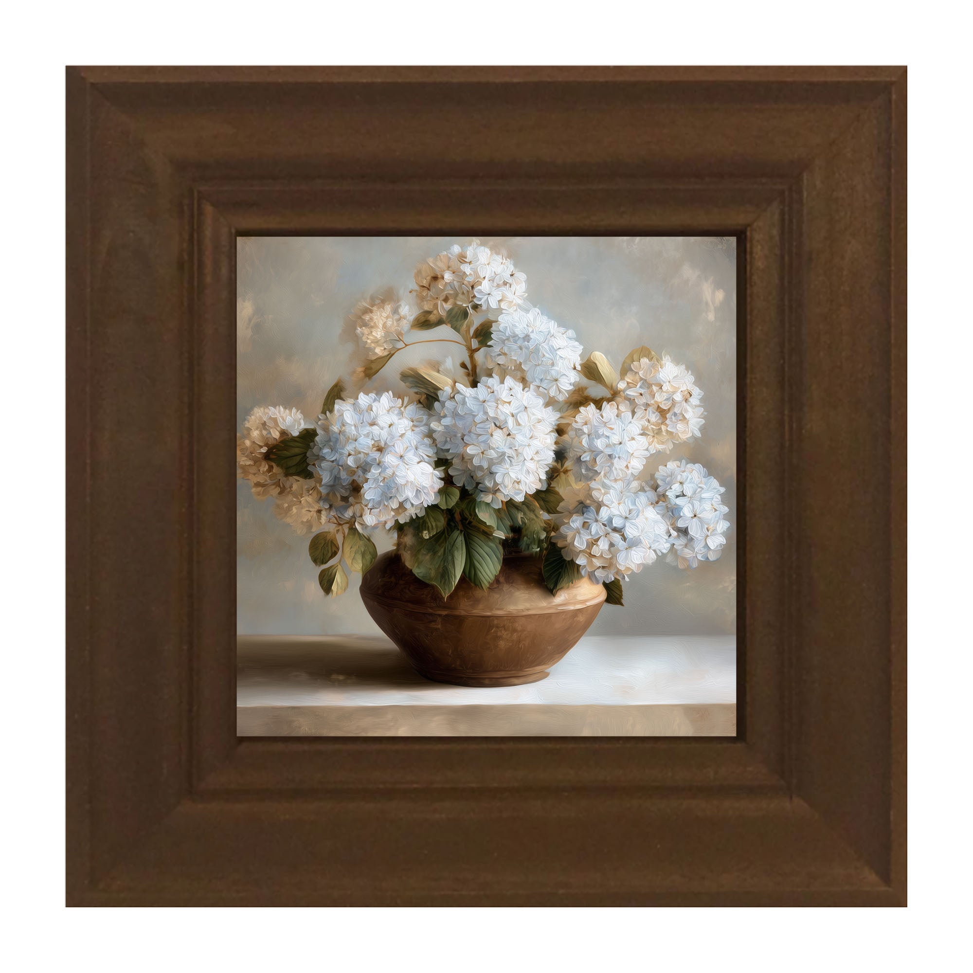 Copper Vase with Blue Hydrangeas