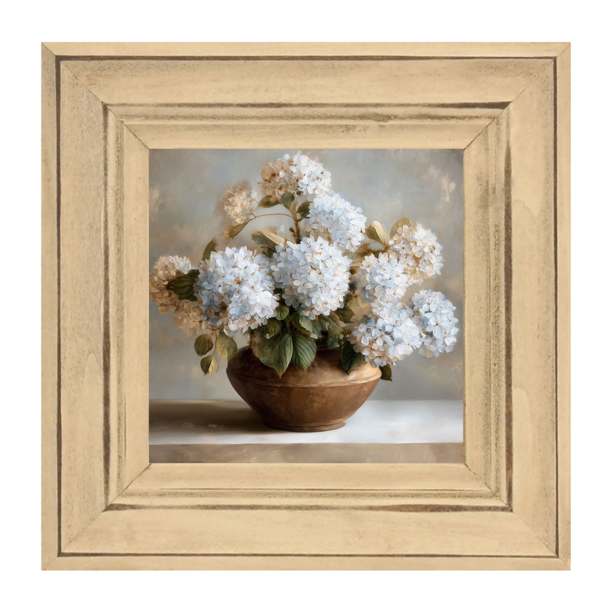 Copper Vase with Blue Hydrangeas