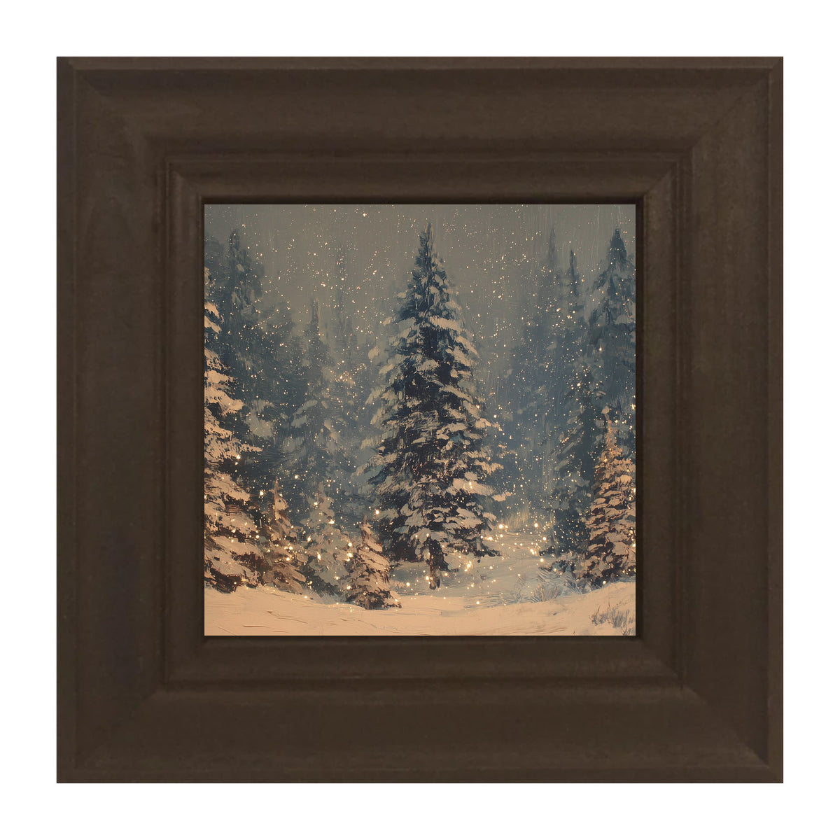 Snow Falling on Pines