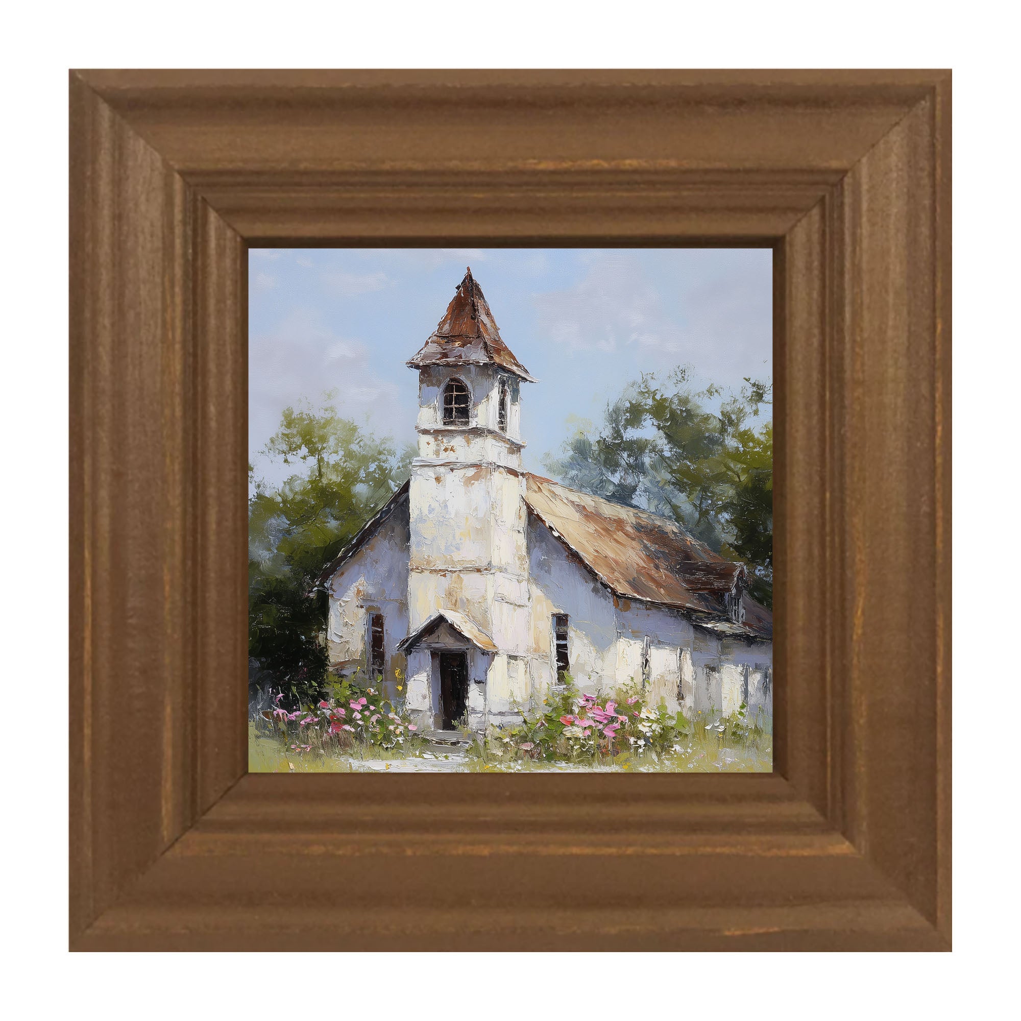 Country Church with Wildflowers